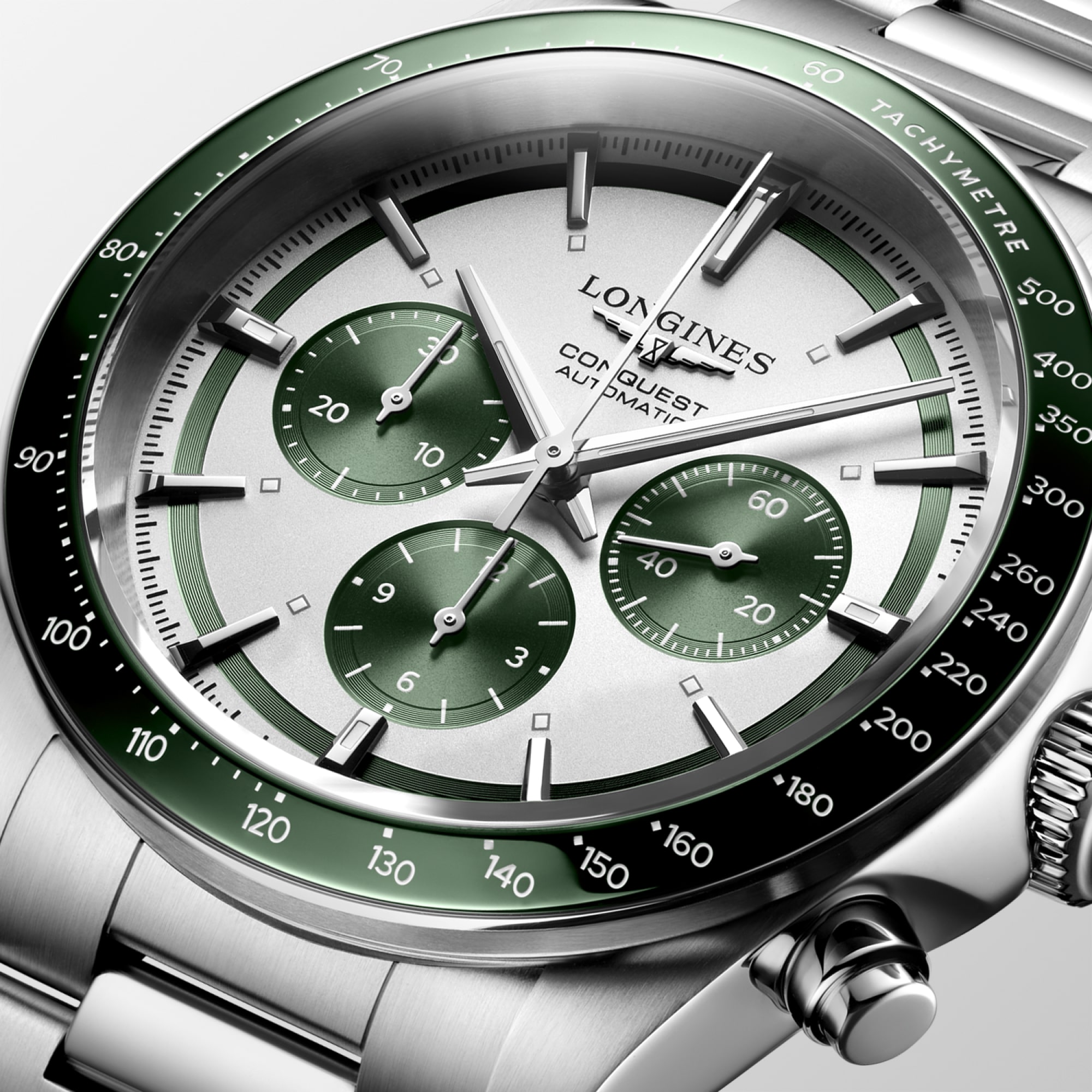 CONQUEST CHRONOGRAPH | Ø 42.00 mm, シルバーマット、グリーン