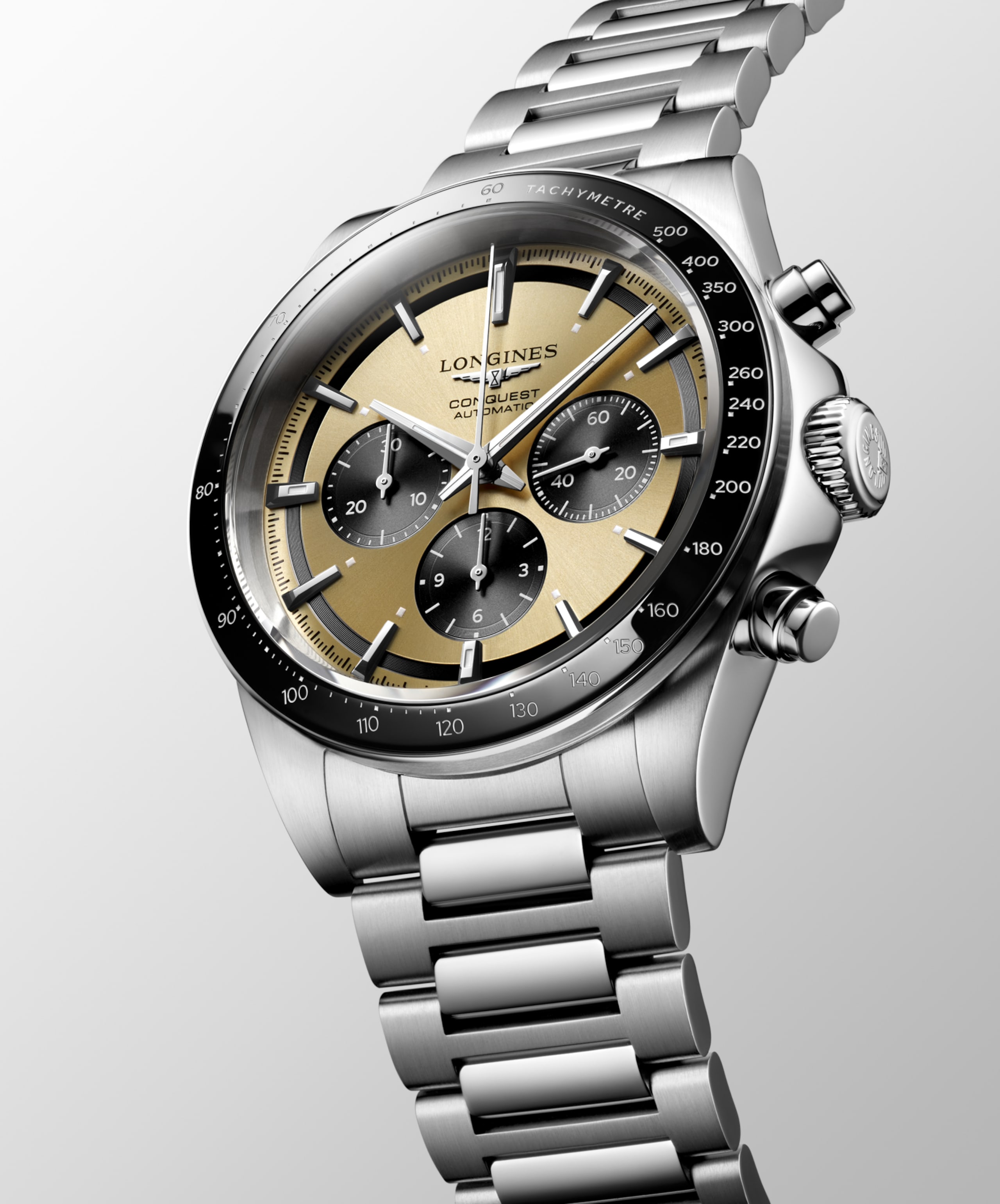 Longines CONQUEST CHRONOGRAPH automatique acier inoxydable et lunette en céramique Watch - L3.835.4.32.6