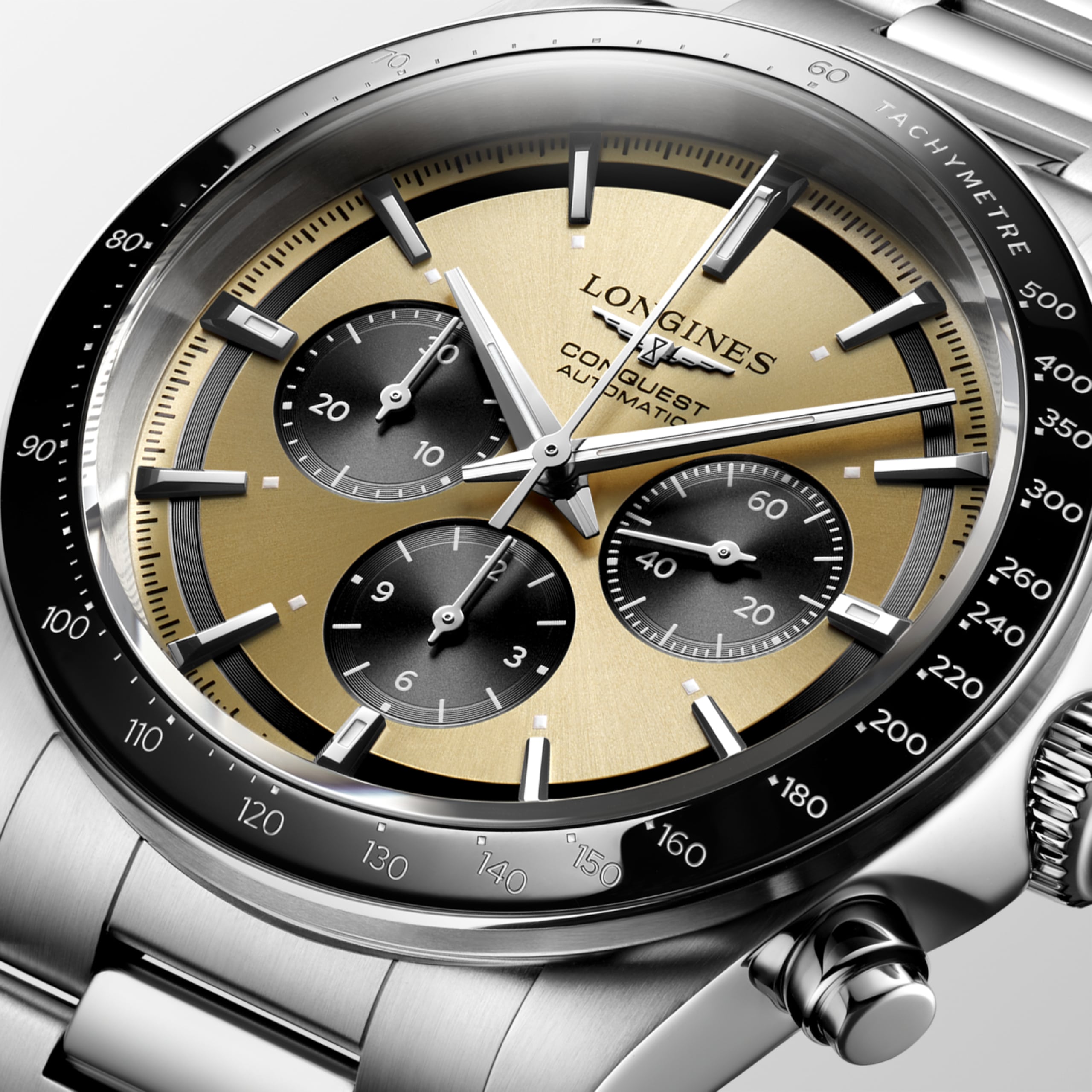 Longines CONQUEST CHRONOGRAPH automatique acier inoxydable et lunette en céramique Watch - L3.835.4.32.6