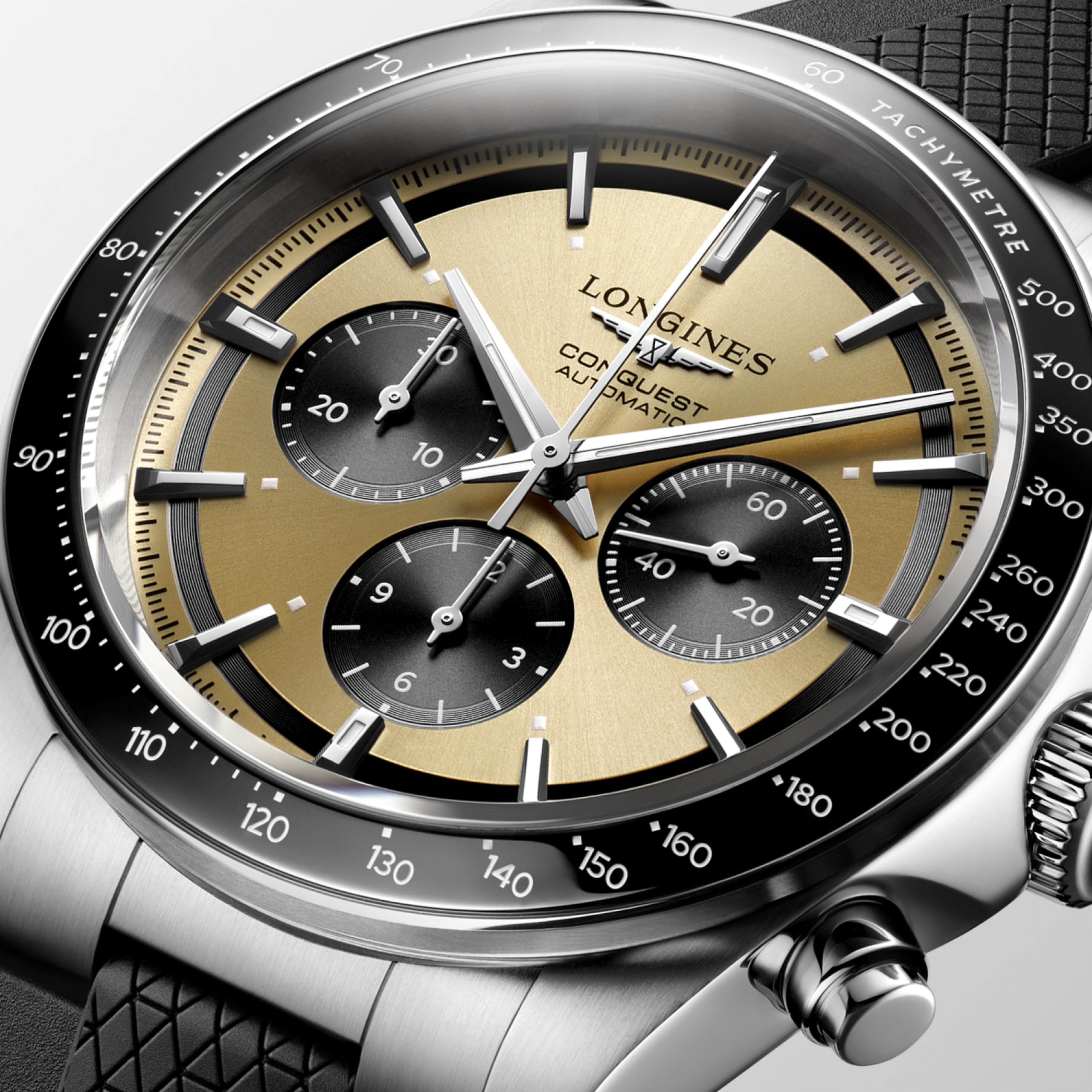 Longines CONQUEST CHRONOGRAPH automatic stainless steel and ceramic bezel Watch - L3.835.4.32.9