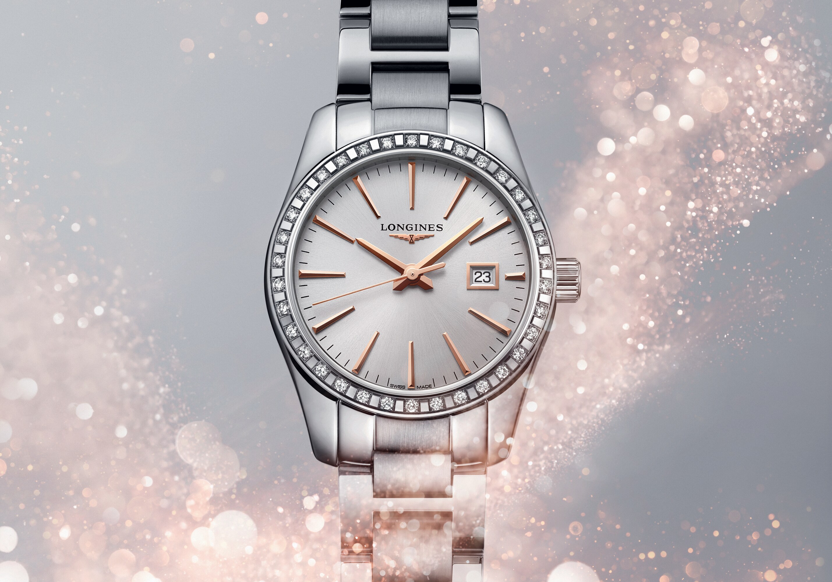 コンクエスト クラシック クォーツ、ステンレススティール、シルバー