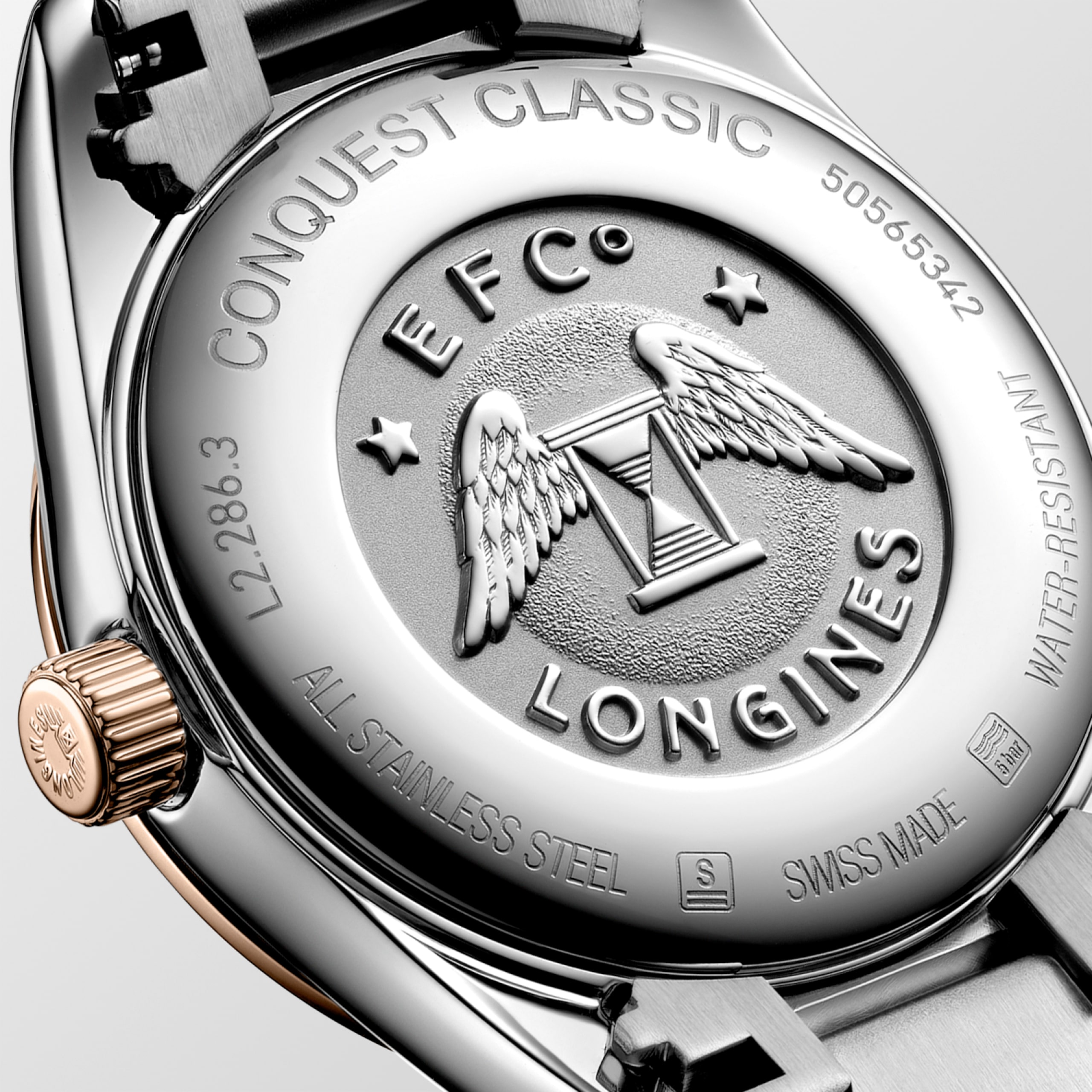 Longines CONQUEST CLASSIC Quarz Edelstahl und roséfarbene PVD-Beschichtung Watch - L2.286.3.92.7