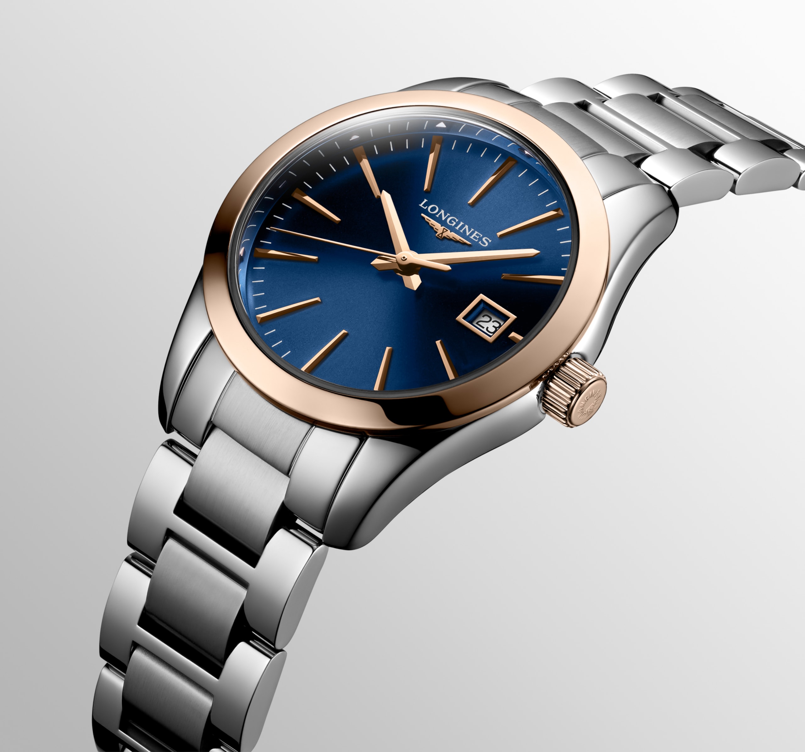 Longines CONQUEST CLASSIC Quarz Edelstahl und roséfarbene PVD-Beschichtung Watch - L2.286.3.92.7