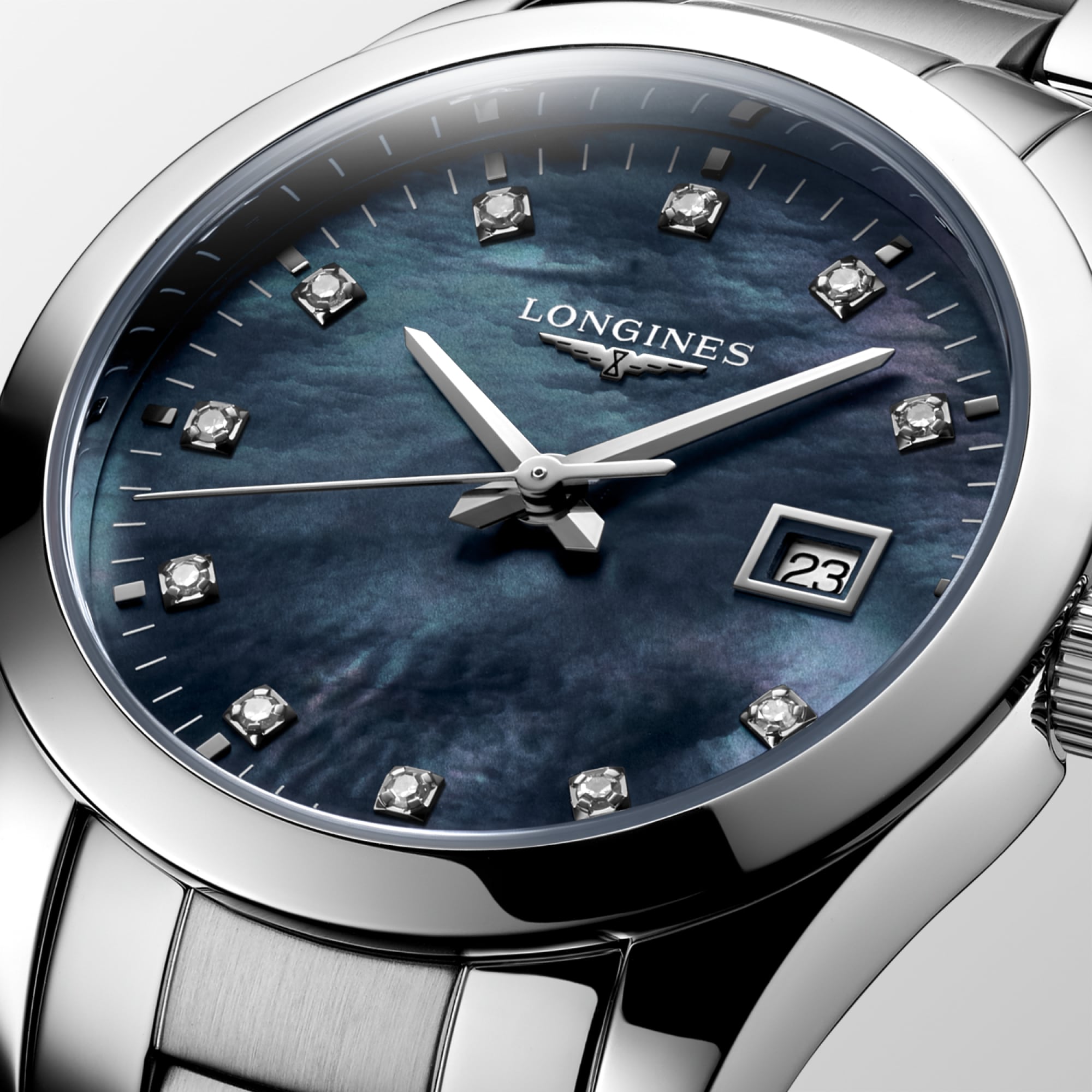 CONQUEST CLASSIC Quartz, Stainless Steel, Black Mother-of