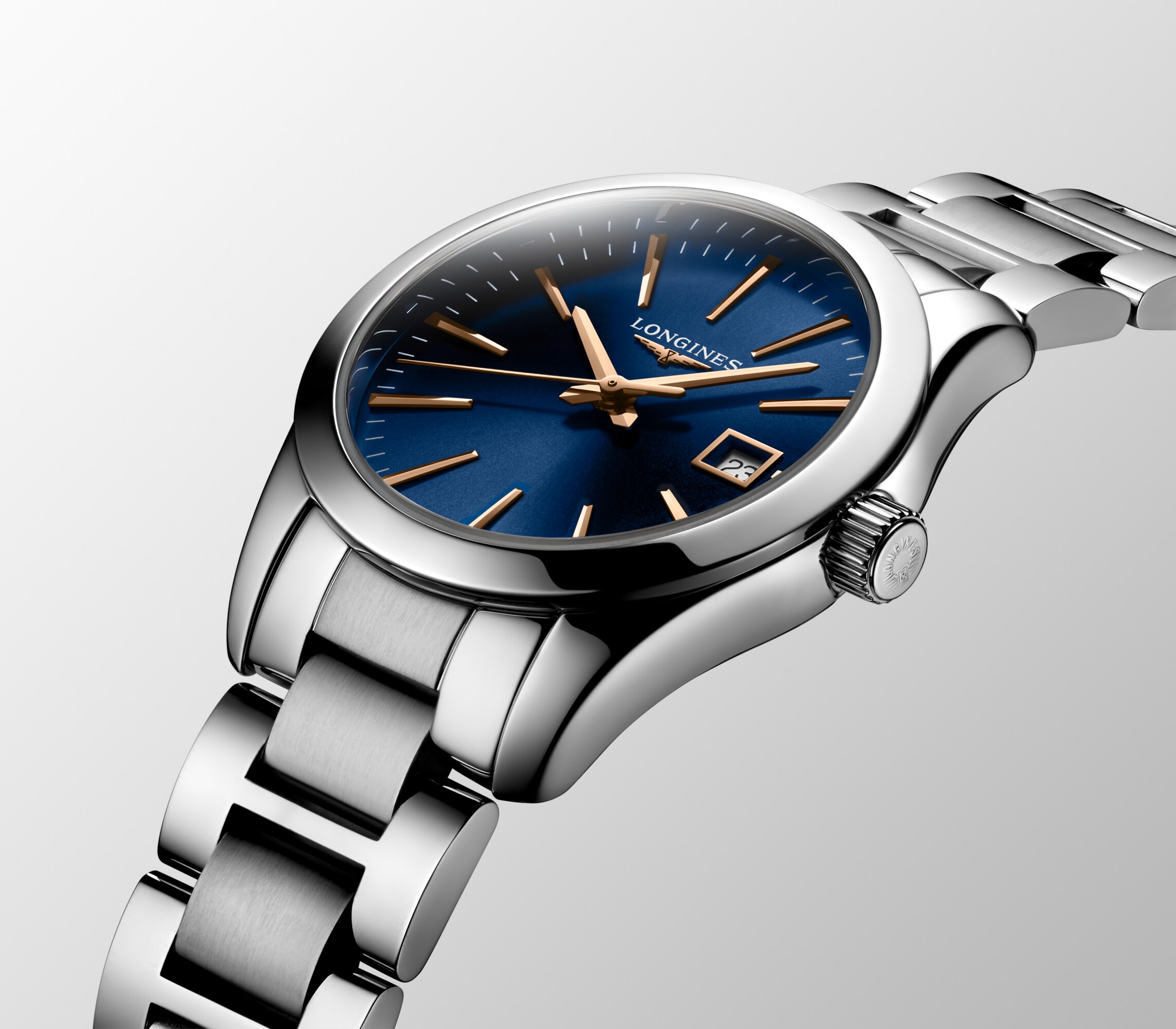 CONQUEST CLASSIC Quartz, Stainless Steel, Blue Dial, Bracelet