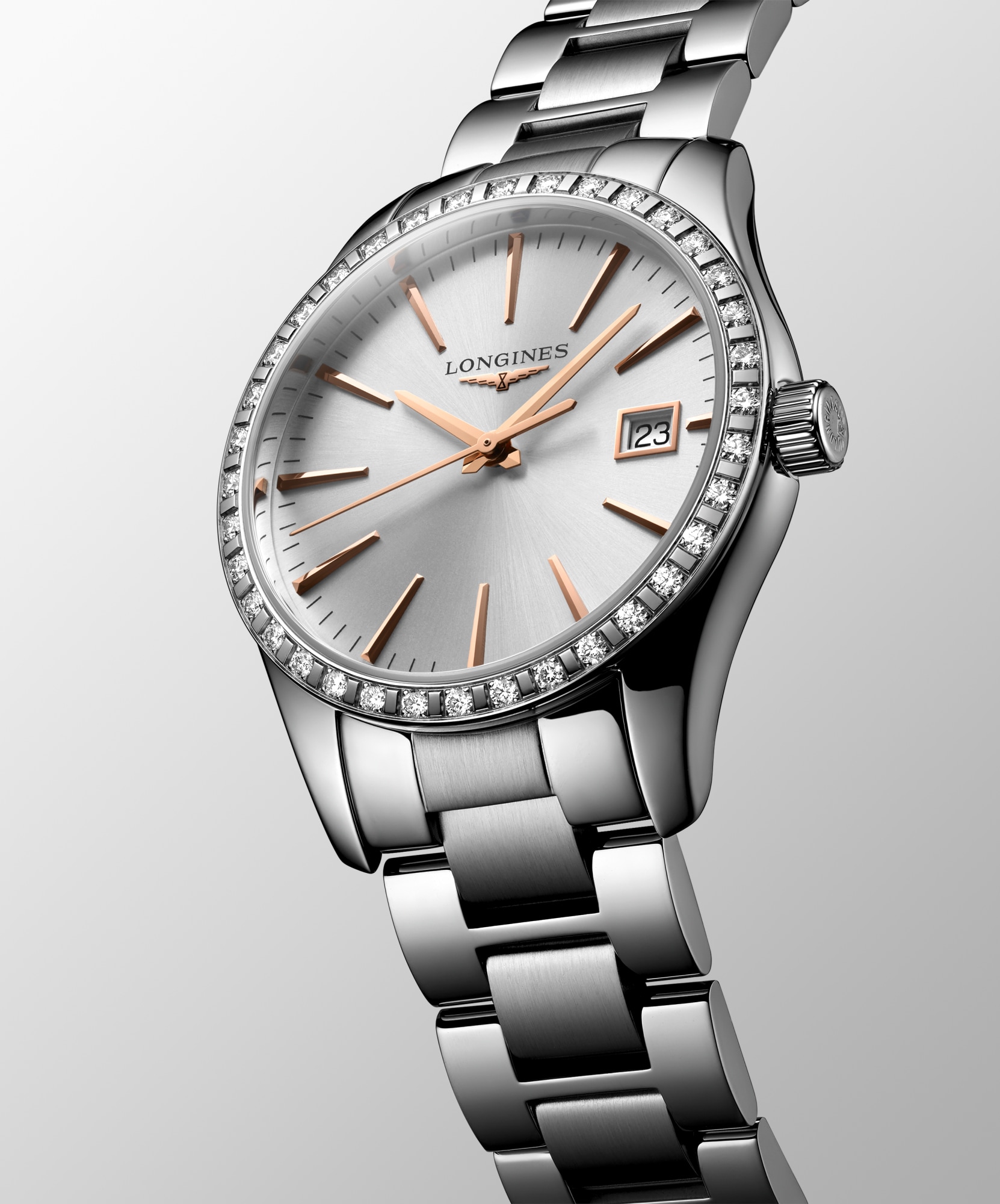 LONGINES コンクエスト コンクエスト クォーツ、ステンレススティール、シルバー