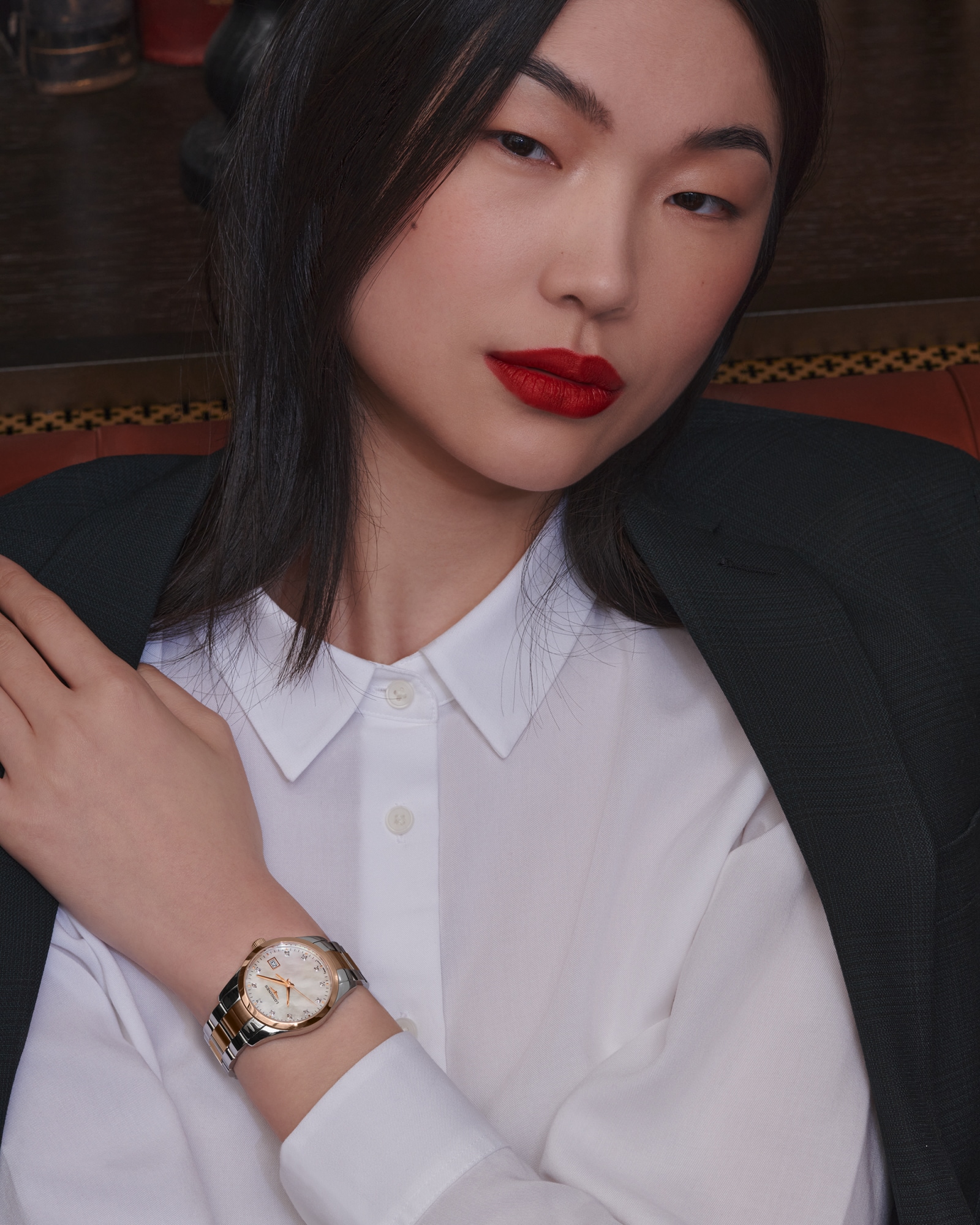 CONQUEST CLASSIC Quartz, Stainless Steel And Red Pvd Coating