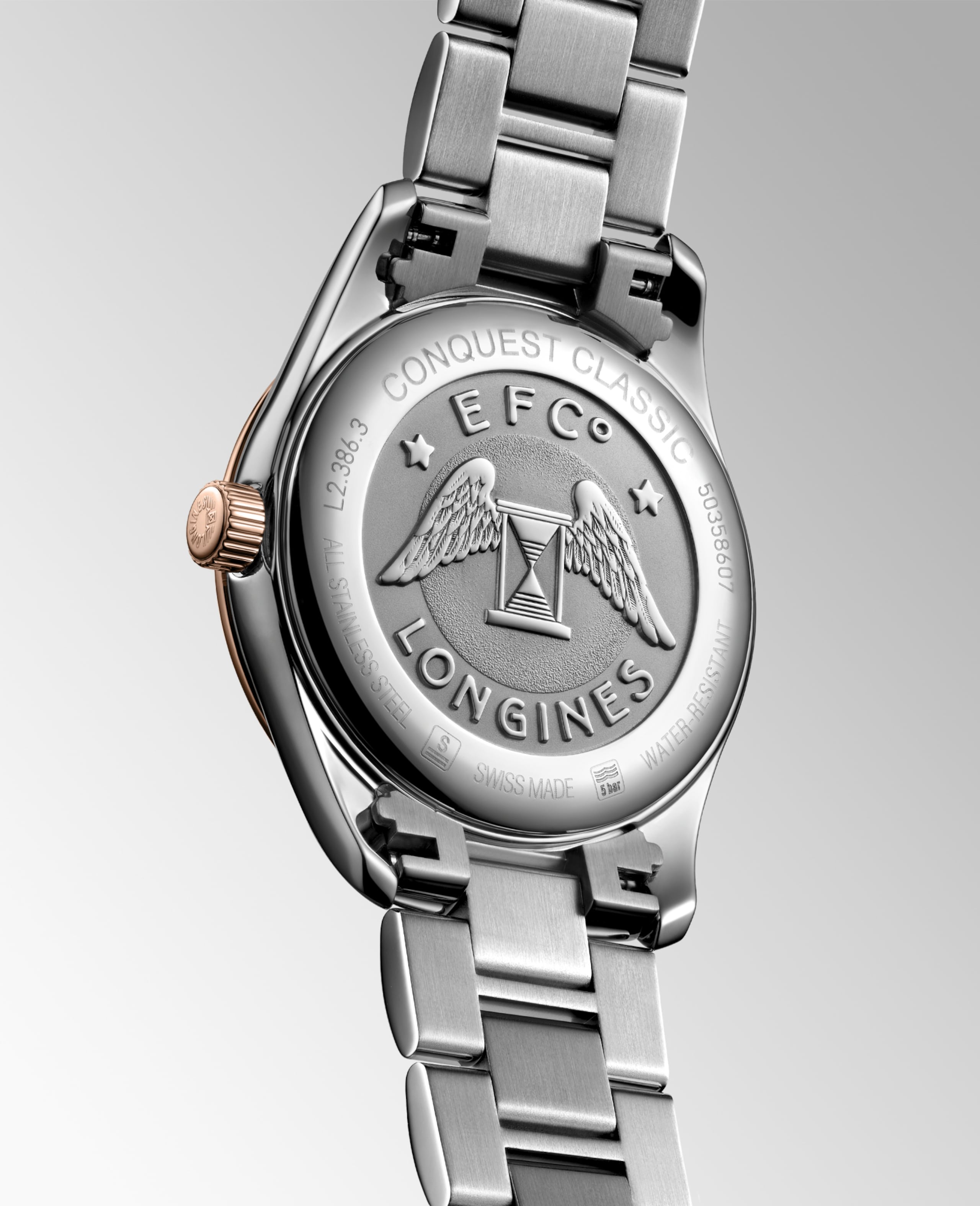 Longines CONQUEST CLASSIC Quarz Edelstahl und roséfarbene PVD-Beschichtung Watch - L2.386.3.92.7