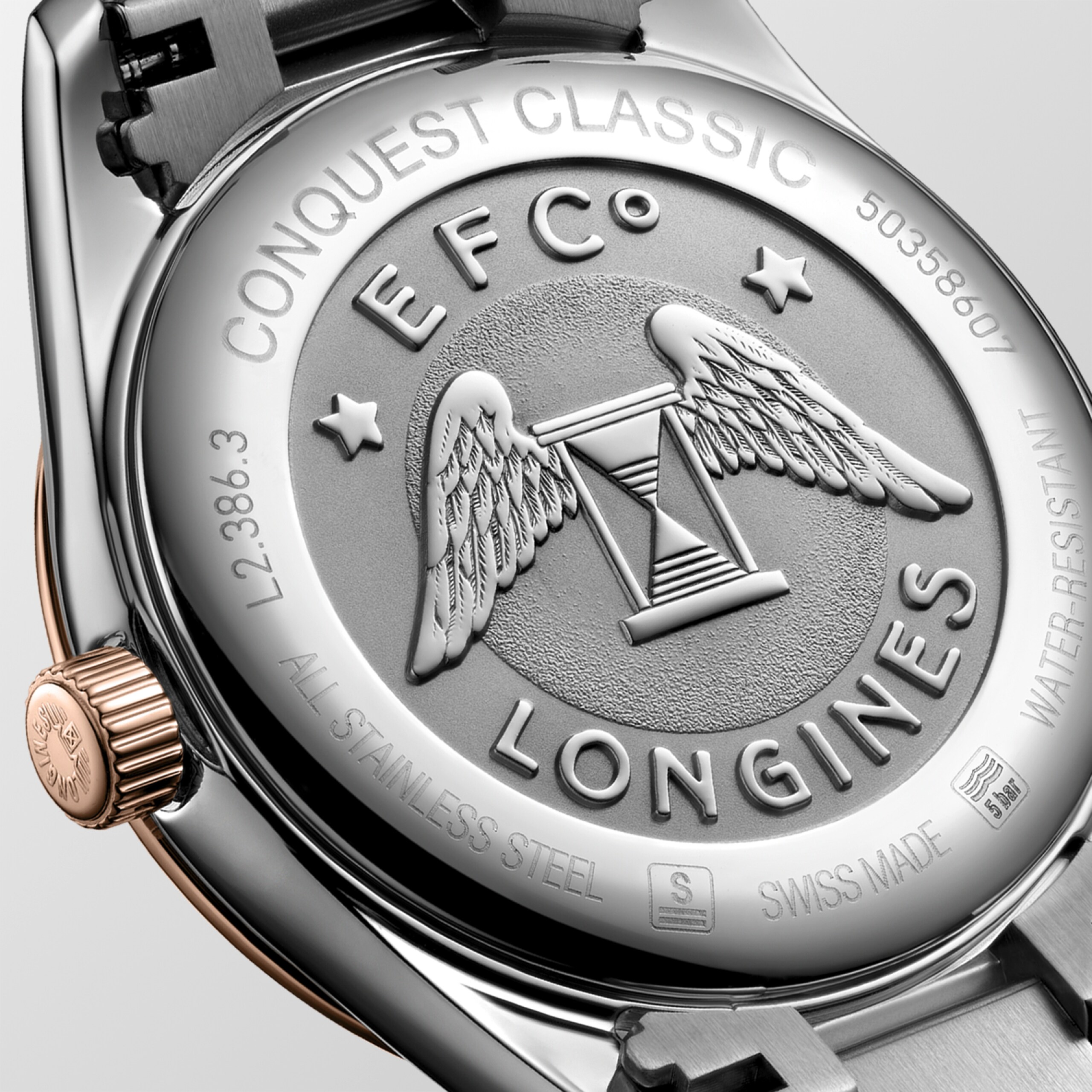 Longines CONQUEST CLASSIC Quarz Edelstahl und roséfarbene PVD-Beschichtung Watch - L2.386.3.92.7