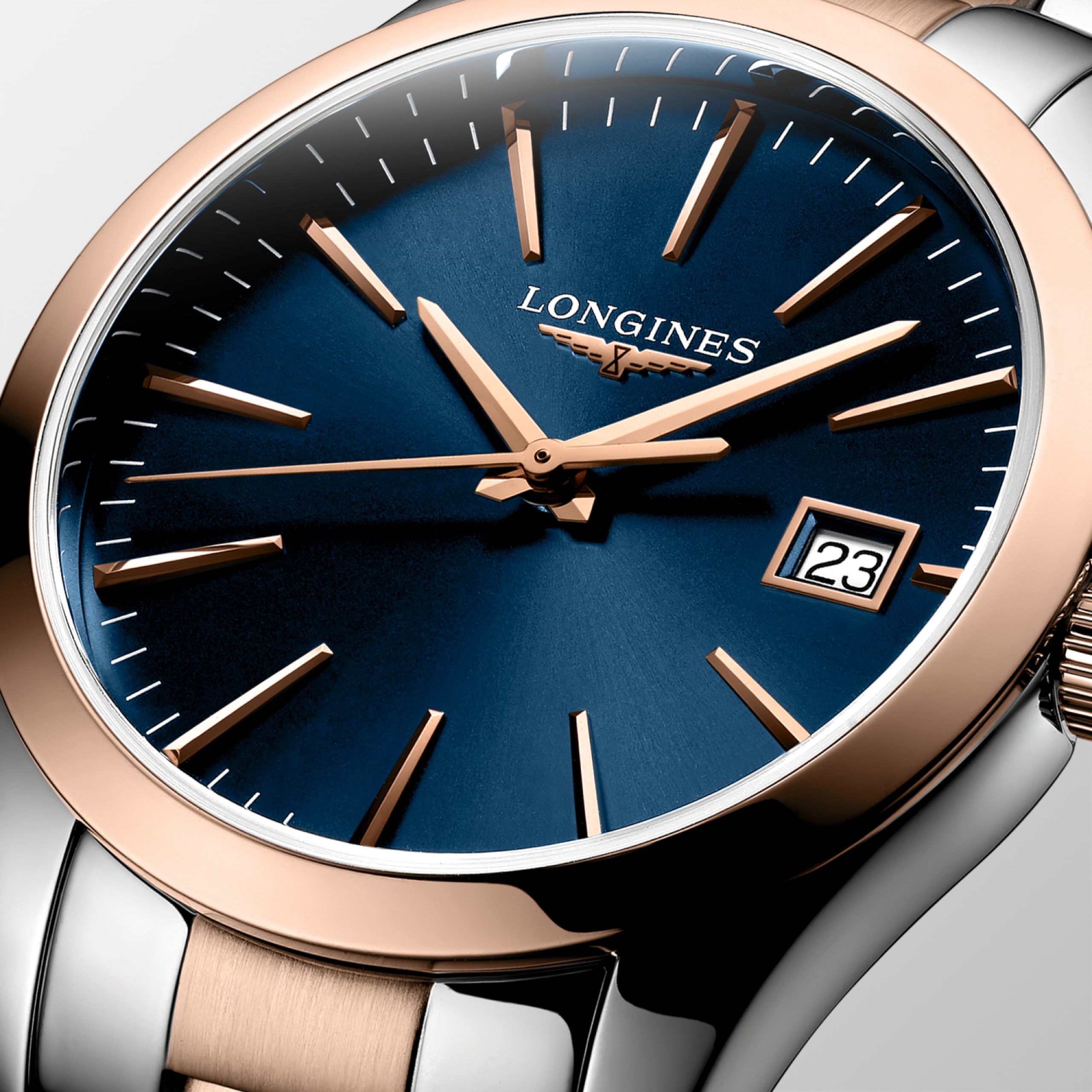 Longines CONQUEST CLASSIC Quarz Edelstahl und roséfarbene PVD-Beschichtung Watch - L2.386.3.92.7