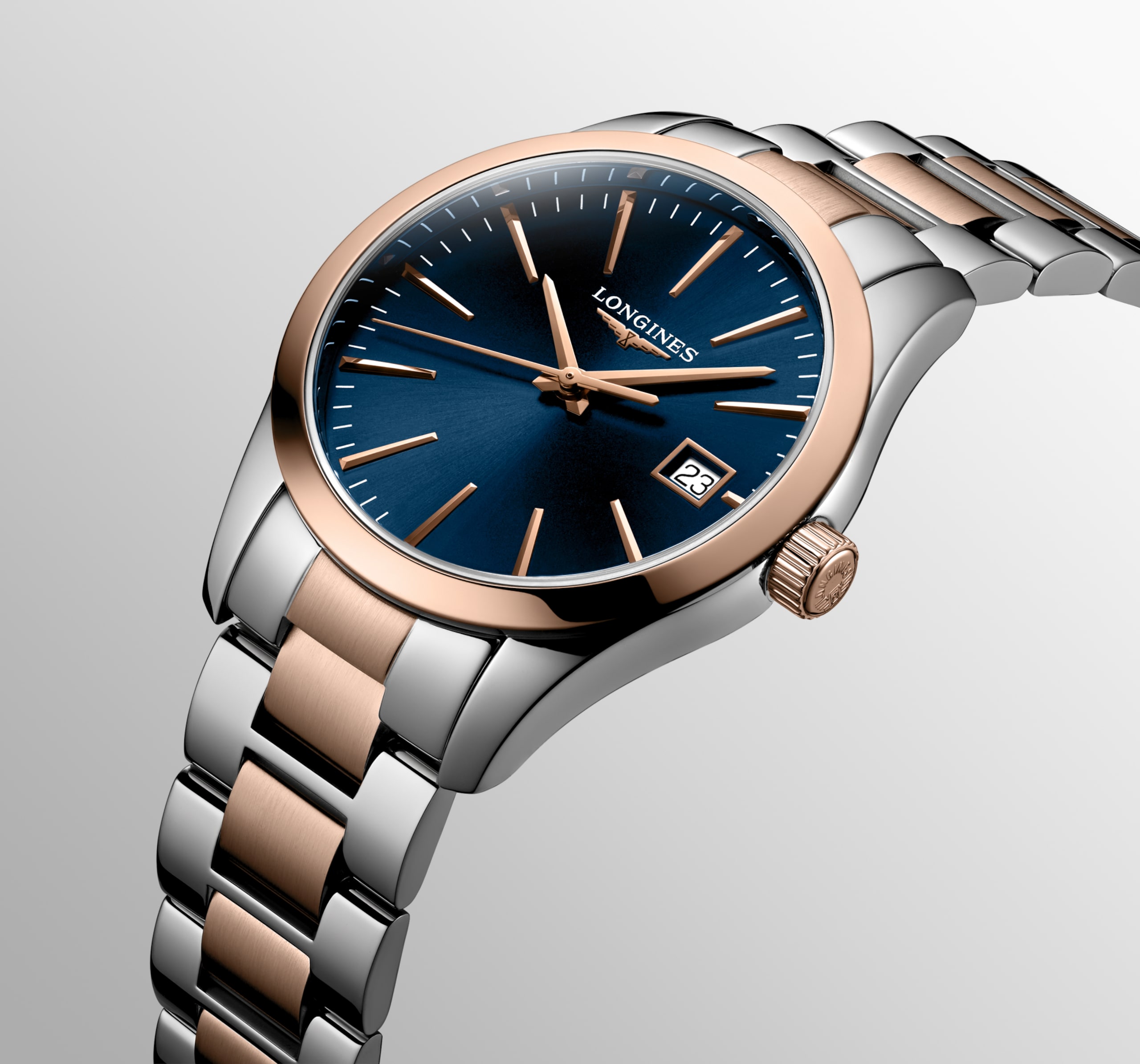Longines CONQUEST CLASSIC Quarz Edelstahl und roséfarbene PVD-Beschichtung Watch - L2.386.3.92.7