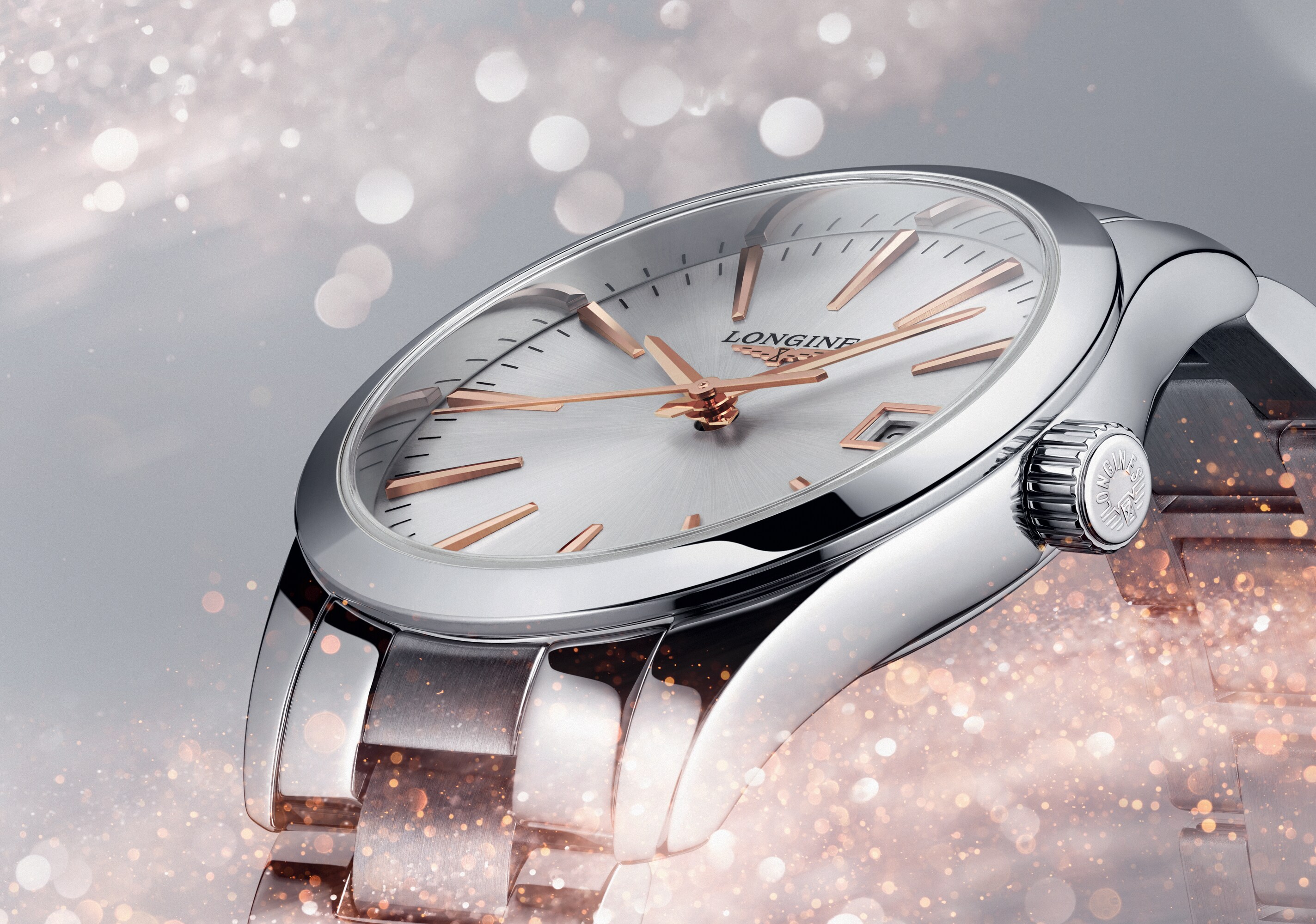 コンクエスト クラシック クォーツ、ステンレススティール、シルバー