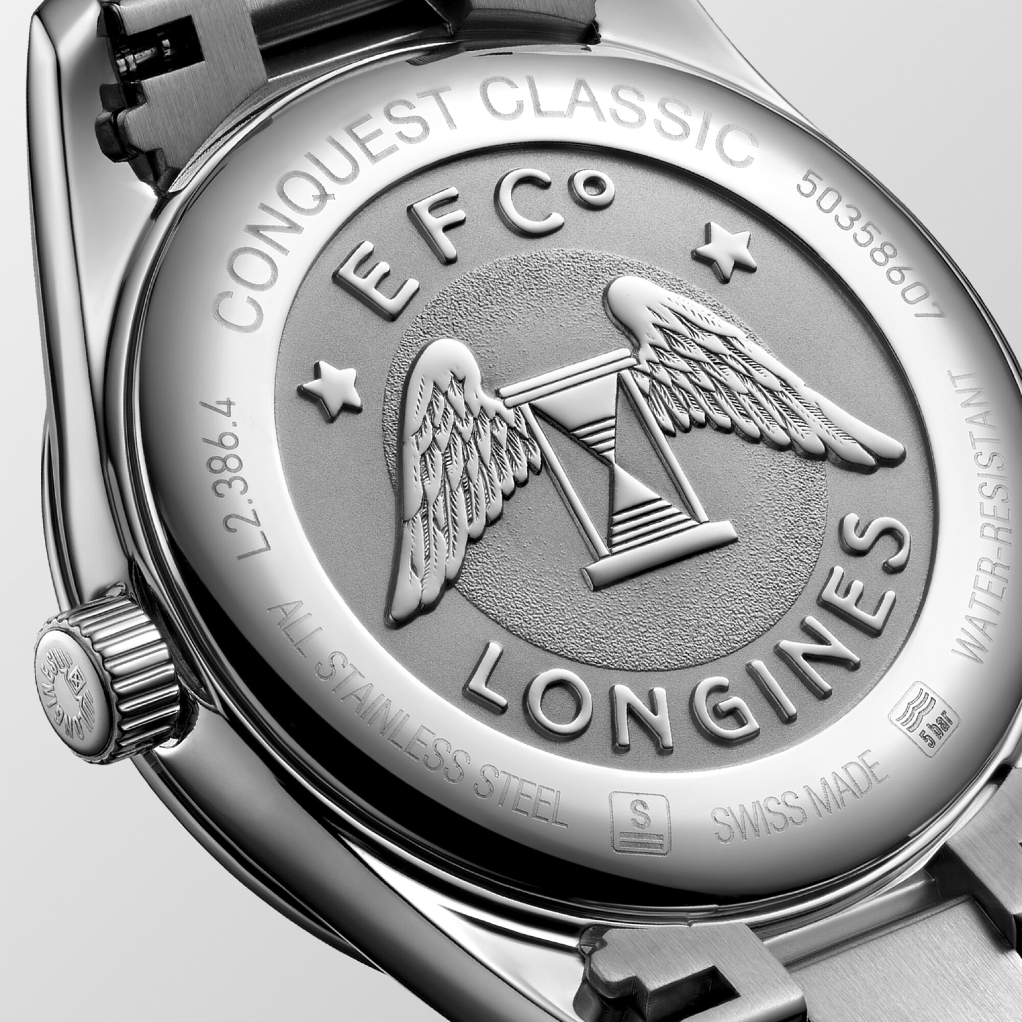 CONQUEST CLASSIC Quartz, Stainless Steel, White Mother-of