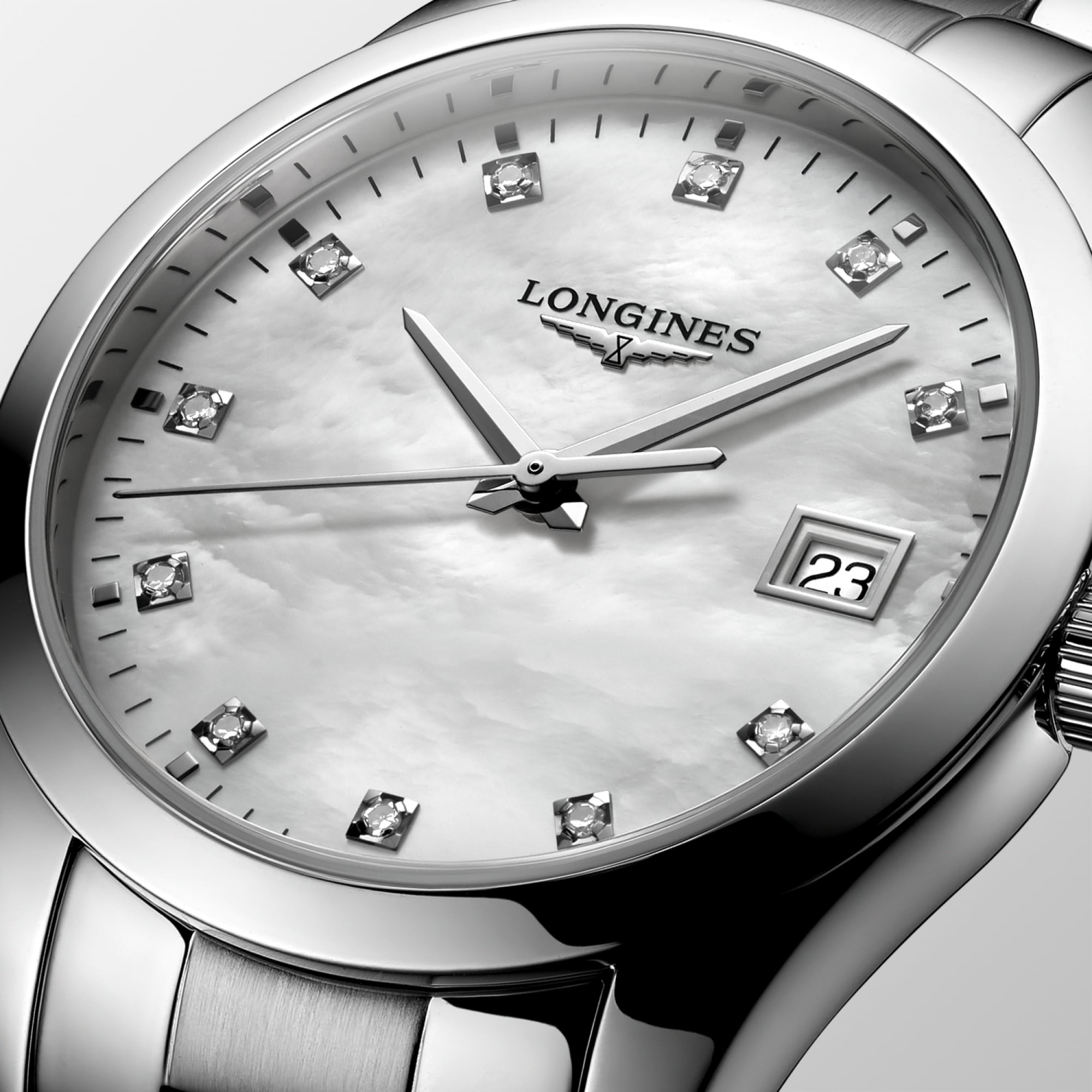 【CPC-L24】BoN CONQUEST CLASSIC Quartz, Stainless Steel, White Mother-of
