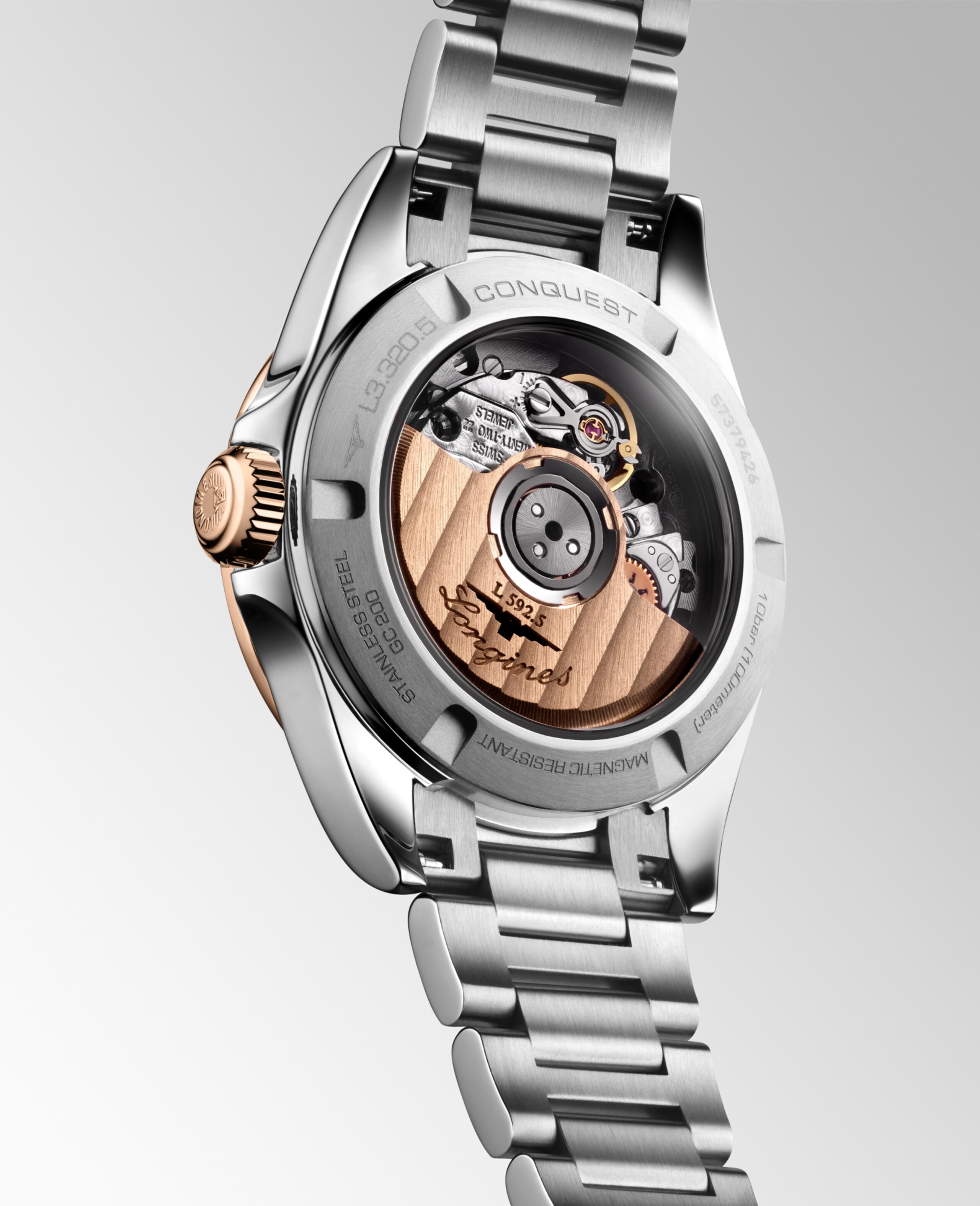 Longines CONQUEST Automatic Stainless steel and 18 karat pink gold cap 200 Watch - L3.320.5.02.6