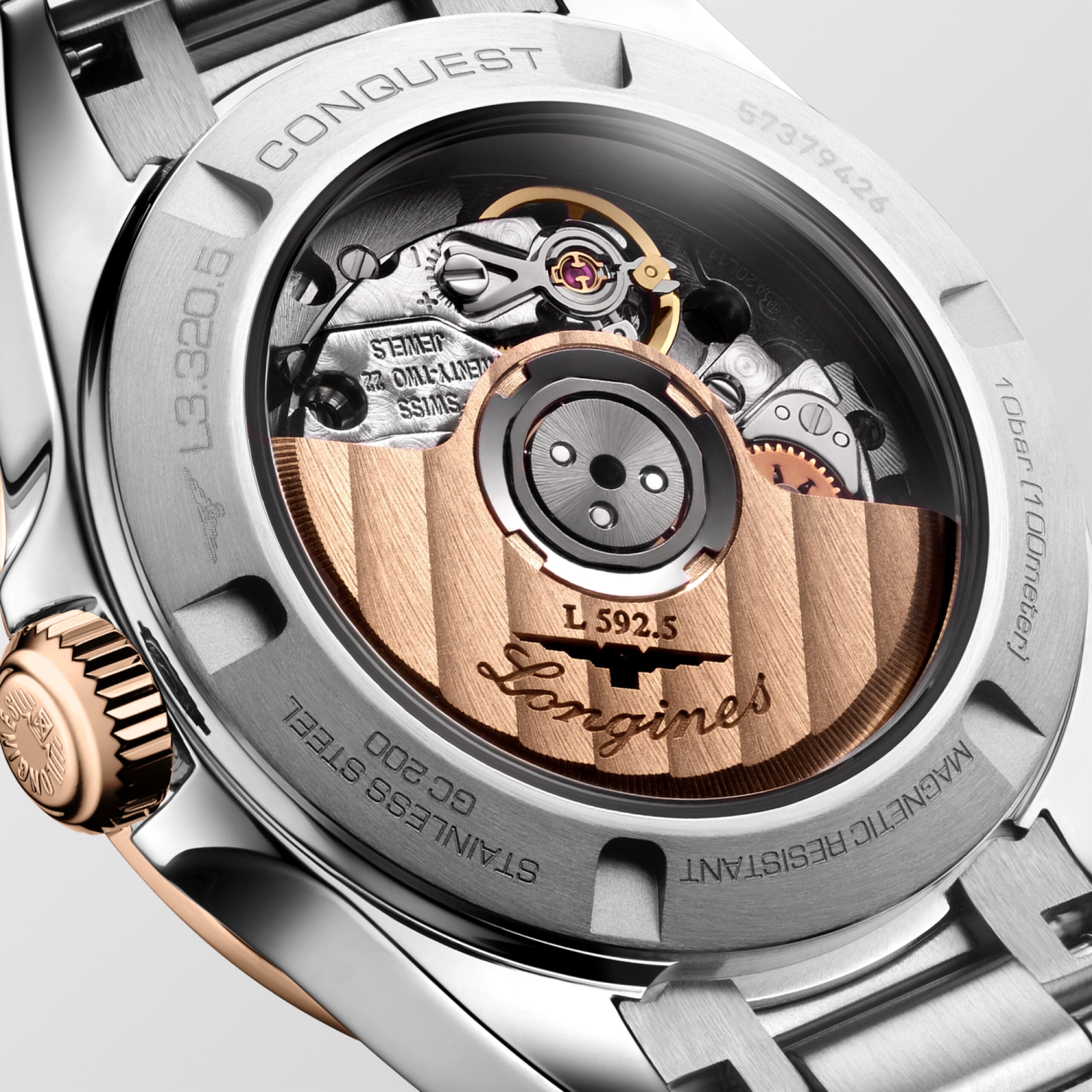 Longines CONQUEST Automatic Stainless steel and 18 karat pink gold cap 200 Watch - L3.320.5.02.6