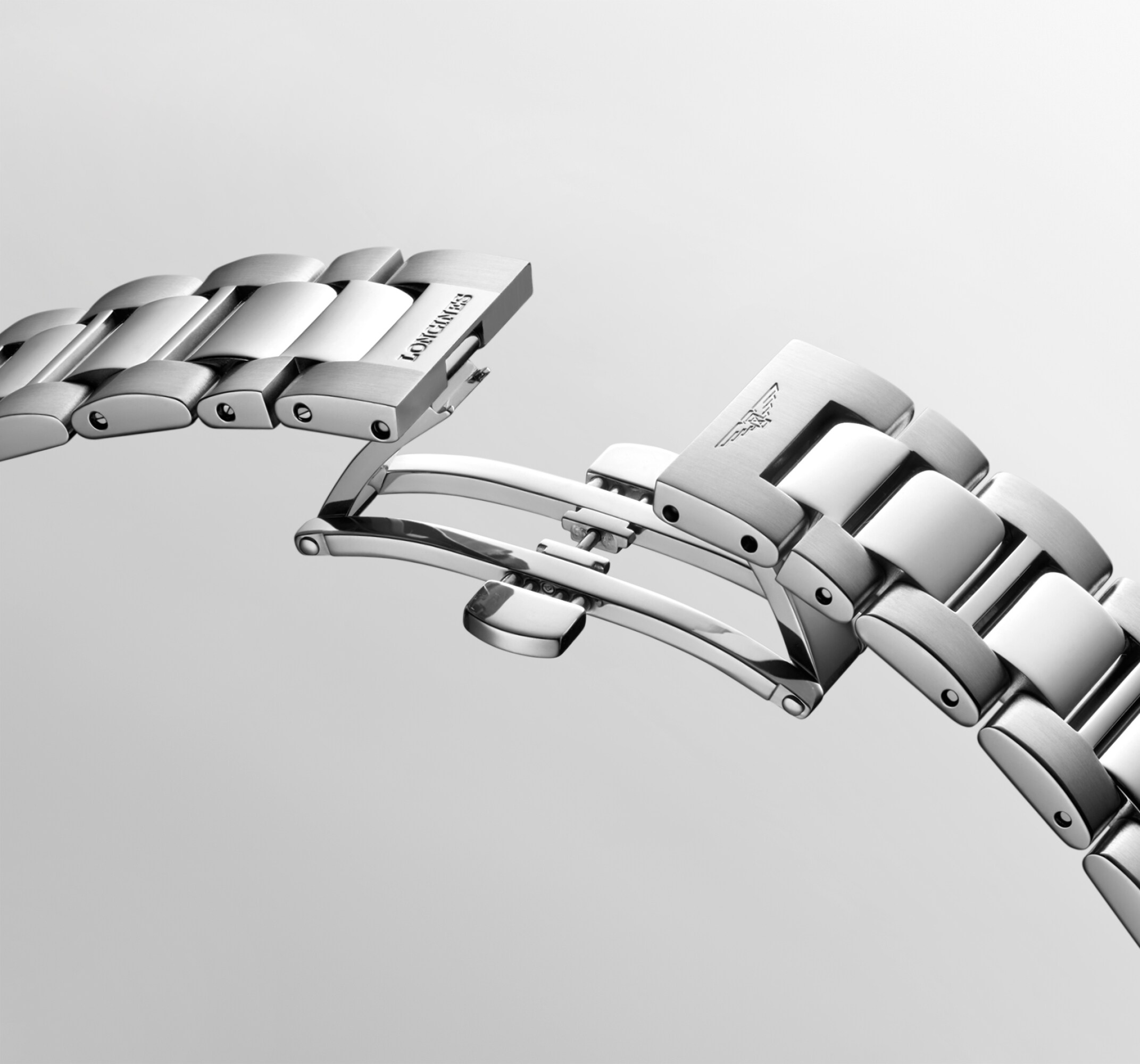 コンクエスト クォーツ、ステンレススティール、シルバー「サンレイ