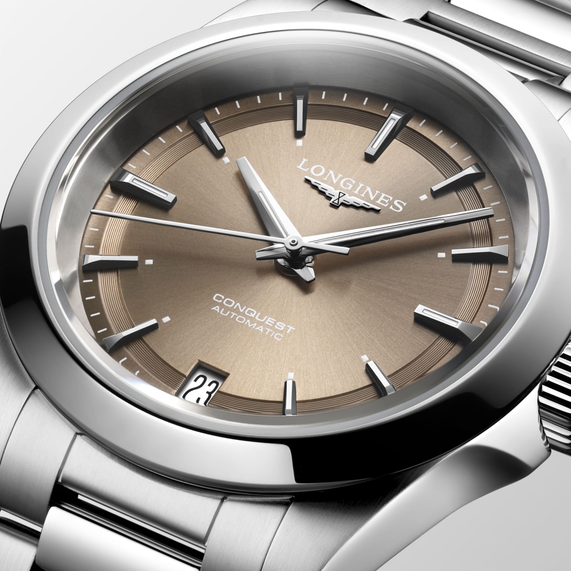Longines Automatic Date ロンジン オートマチック デイト CONQUEST | Ø 34.00 mm, Sunray Brown | L3.430.4.62.6 | LONGINES US