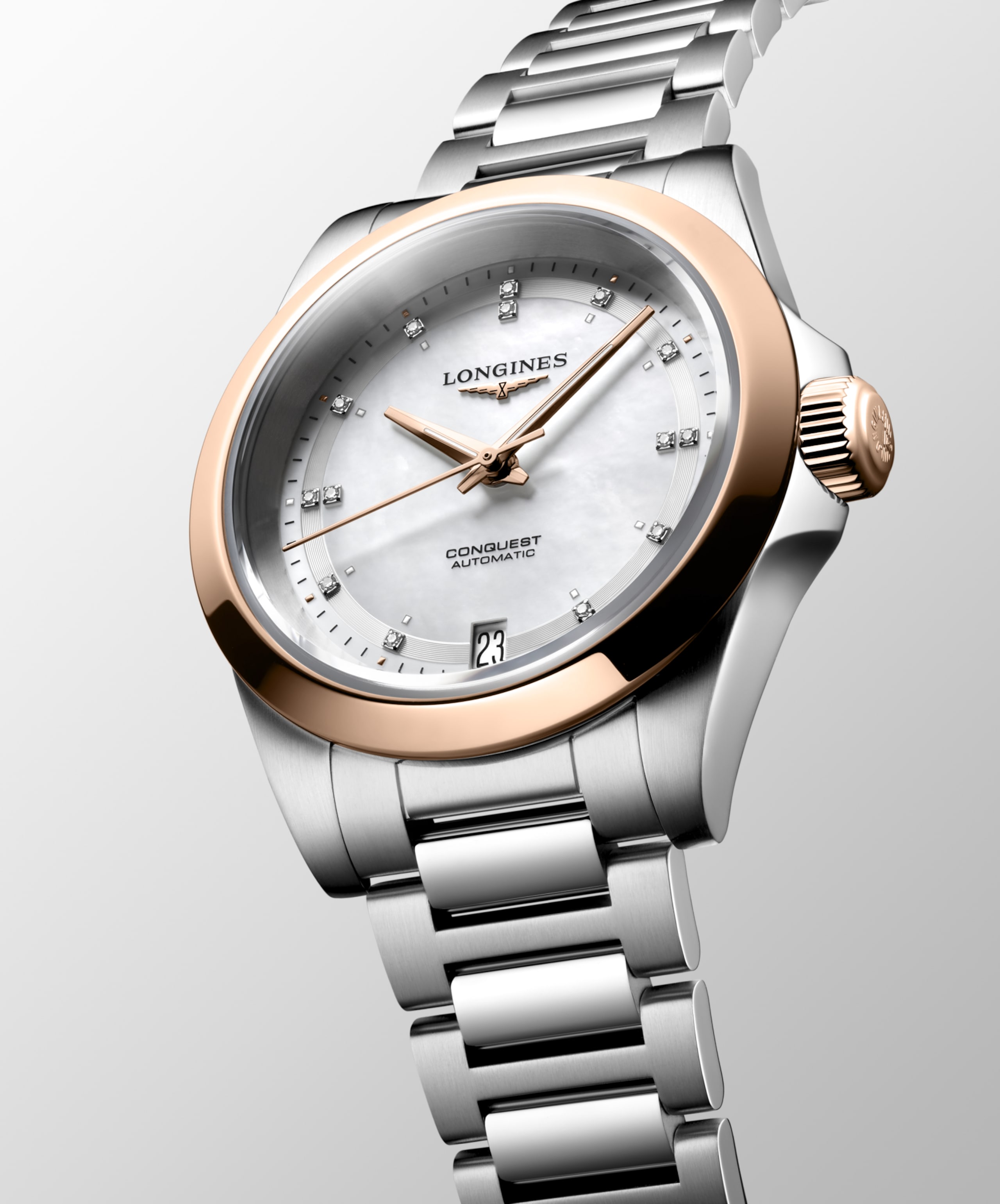 Longines 康卡斯系列 自動上鏈機械機芯 精鋼及18k玫瑰金 Watch - L3.430.5.87.6