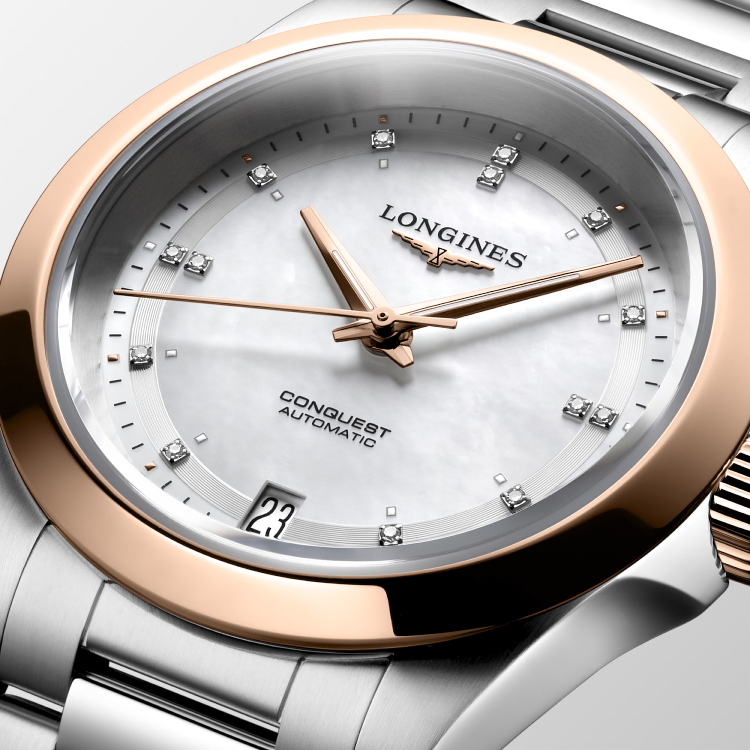 Longines 康卡斯系列 自動上鏈機械機芯 精鋼及18k玫瑰金 Watch - L3.430.5.87.6