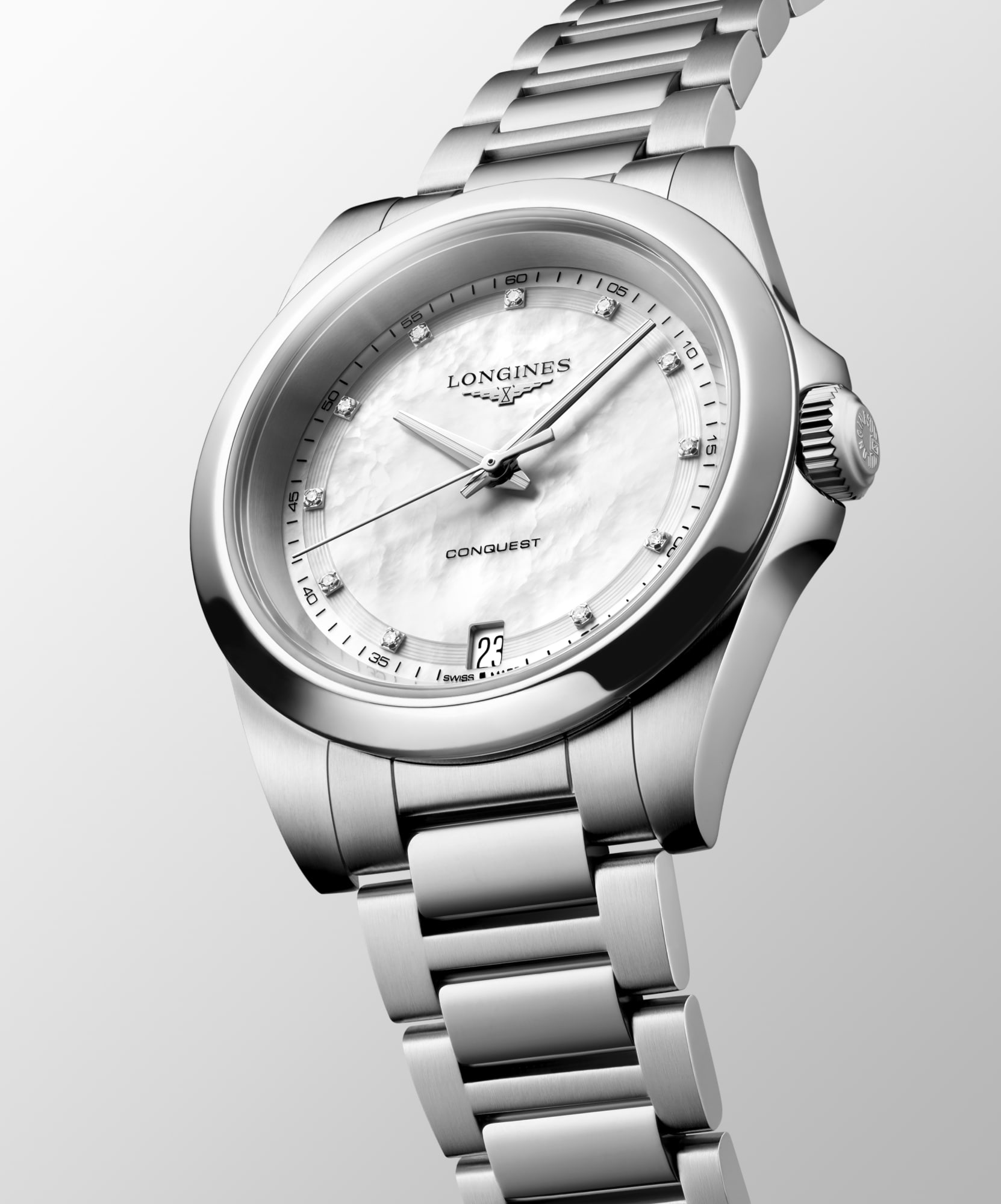 コンクエスト | Ø 34.00 mm, ホワイト マザーオブパール | L3.460.4