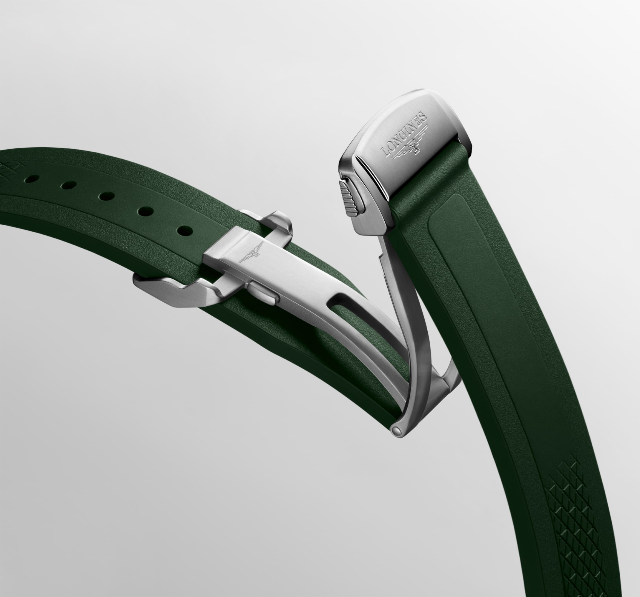 コンクエスト 自動巻、ステンレススティール、サンレイグリーン