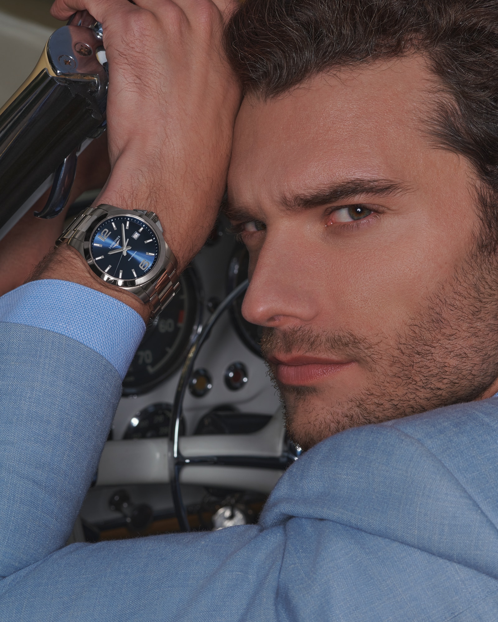 LONGINES CONQUEST ネイビー デイト クォーツ 腕時計 メンズ CONQUEST | Ø 43.00 mm, Sunray Blue | L3.760.4.96.6 | LONGINES US