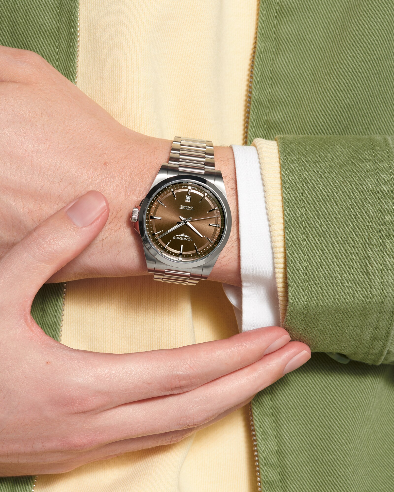 CONQUEST Automatic, Stainless Steel, Sunray Brown Dial, Bracelet