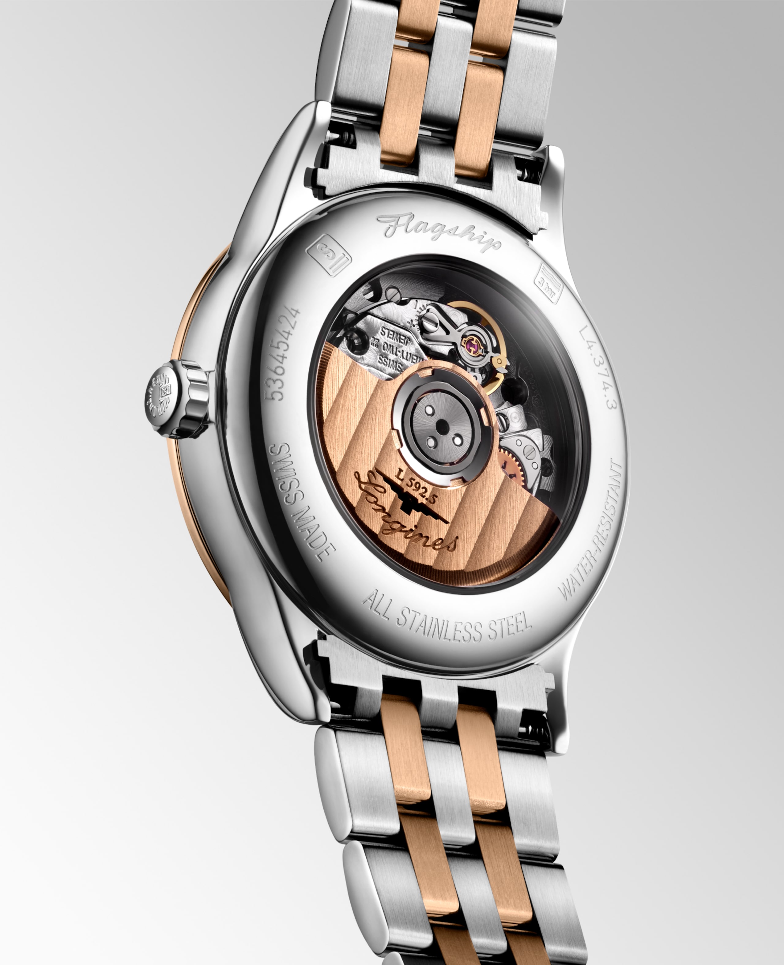 Longines FLAGSHIP CLASSIC automatic stainless steel and red pvd coating Watch - L4.374.3.78.7