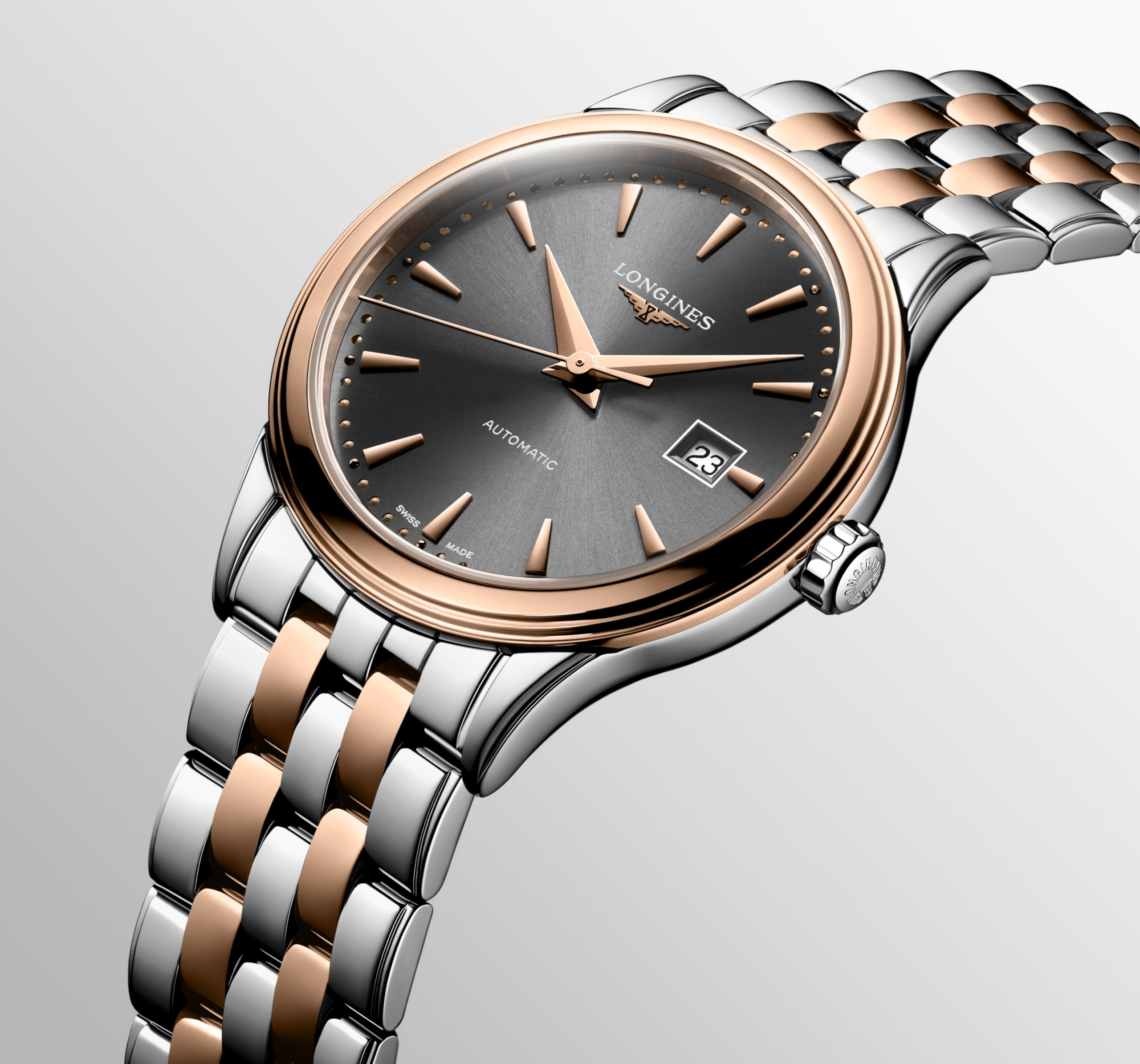 Longines FLAGSHIP CLASSIC automatic stainless steel and red pvd coating Watch - L4.374.3.78.7