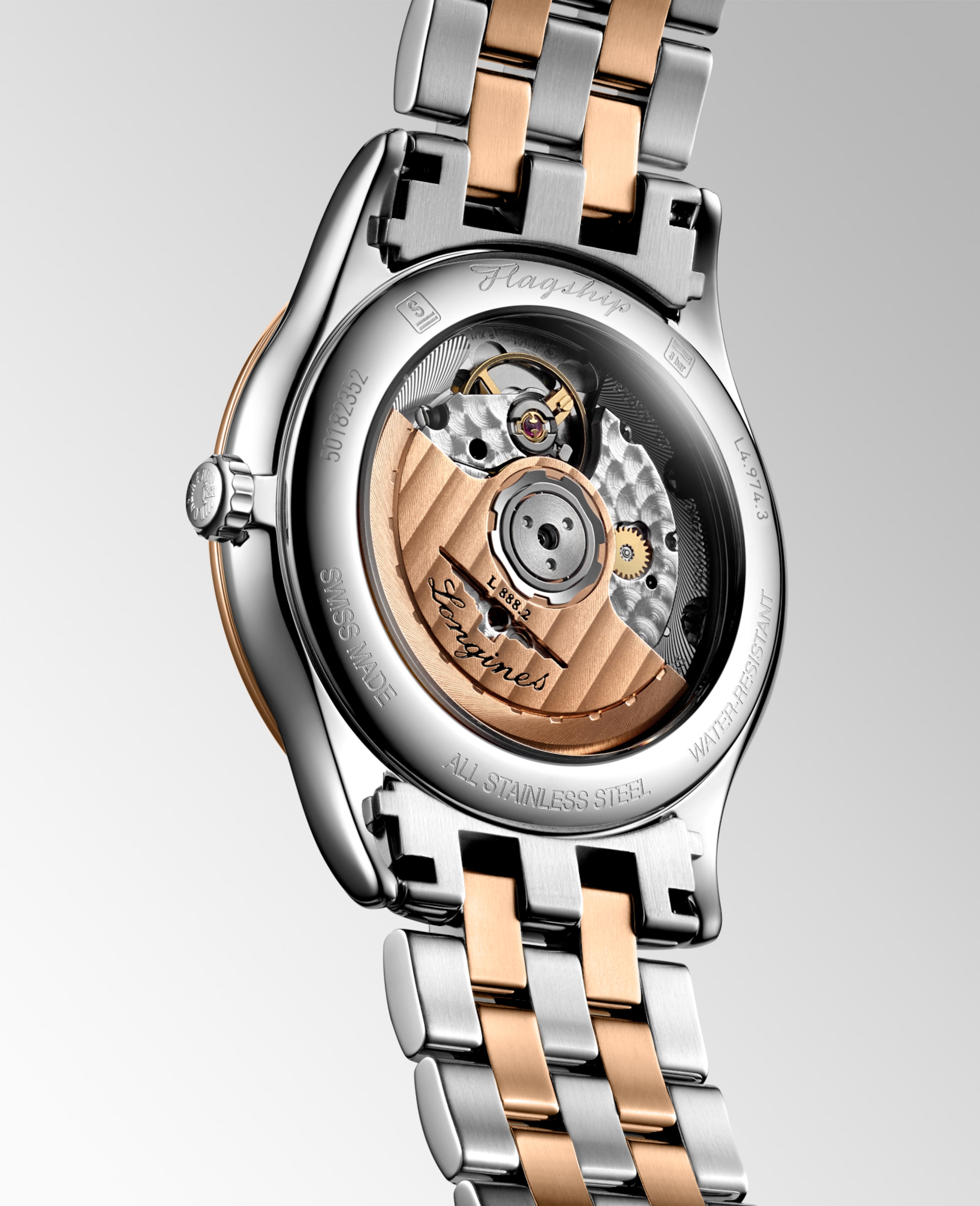 Longines FLAGSHIP CLASSIC อัตโนมัติ สแตนเลสสตีลและเคลือบ pvd สีแดง Watch - L4.974.3.99.7