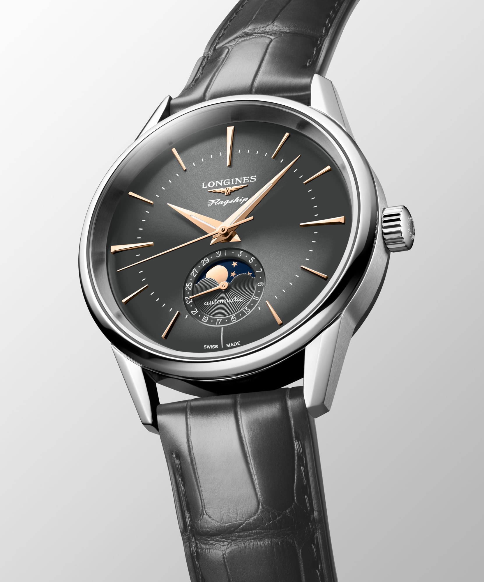 FLAGSHIP HERITAGE MOONPHASE 自動巻、ステンレススティール、sunray