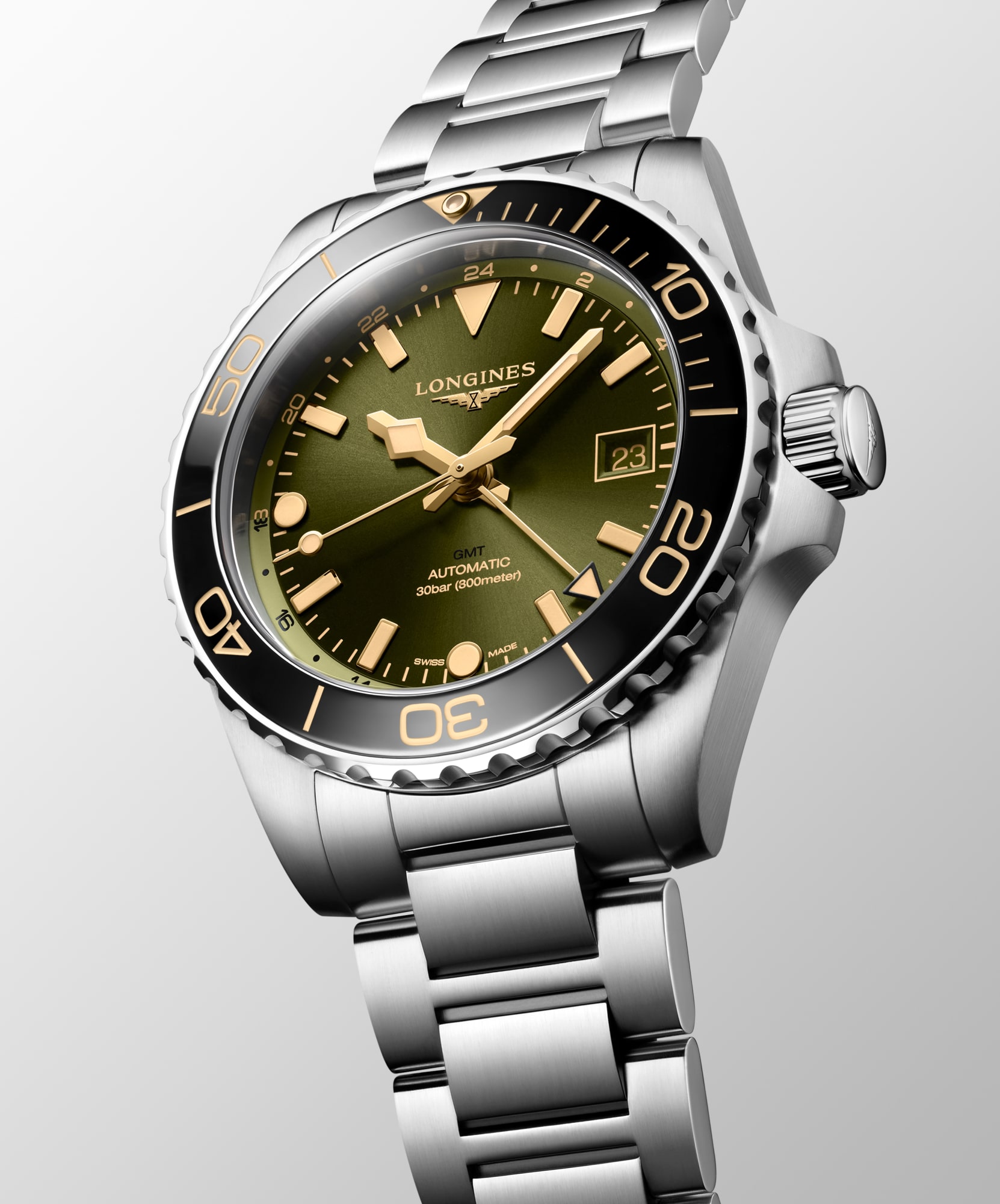 HYDROCONQUEST GMT | Ø 41.00 mm, サンレイグリーン | L3.790.4.06.6