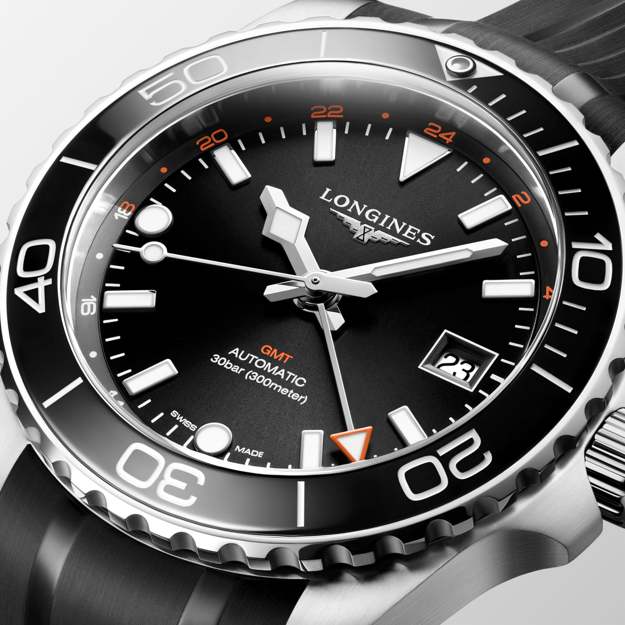 HYDROCONQUEST GMT Automatic, Stainless Steel And Ceramic Bezel