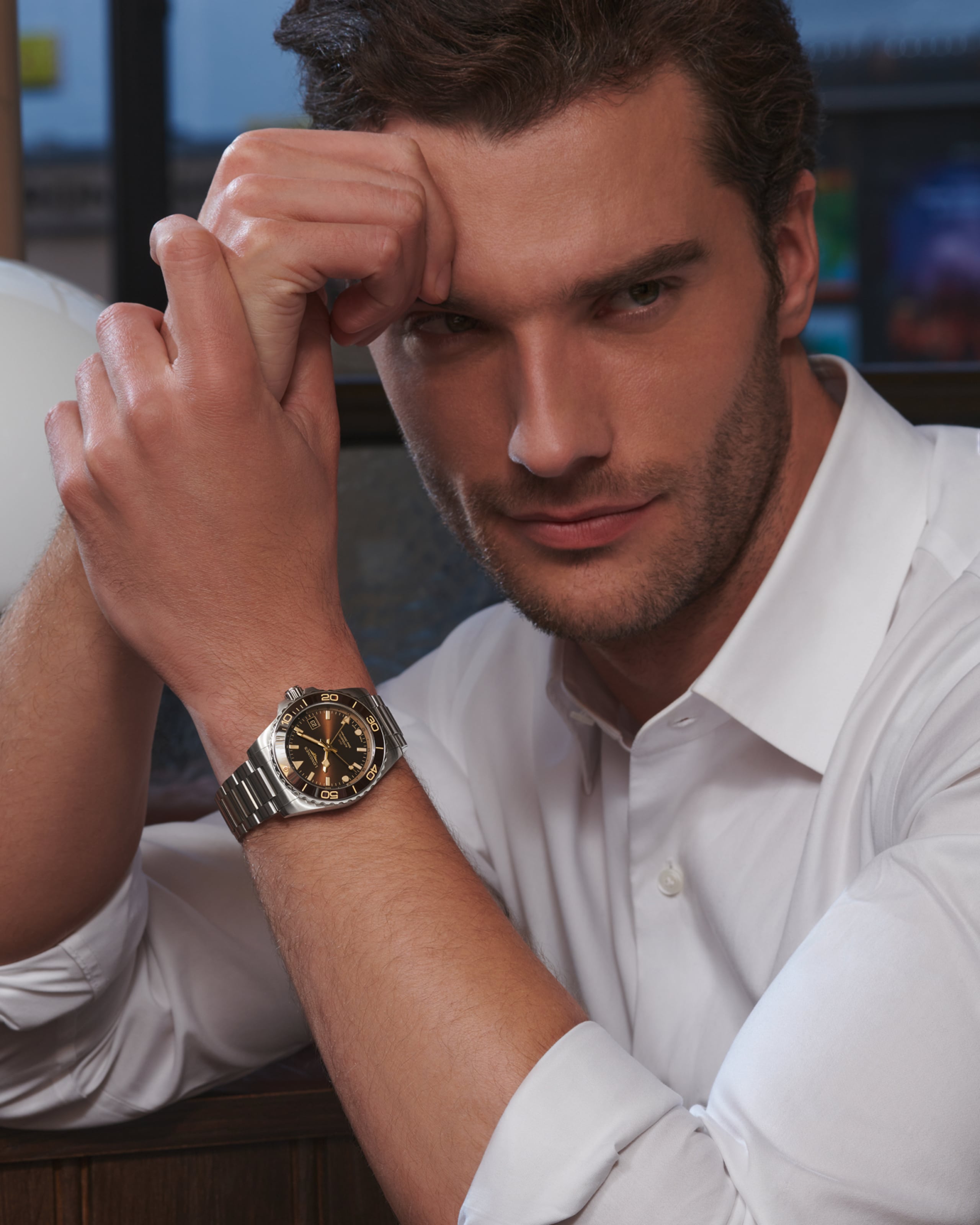 Longines HYDROCONQUEST GMT automatic stainless steel and ceramic bezel Watch - L3.790.4.66.6