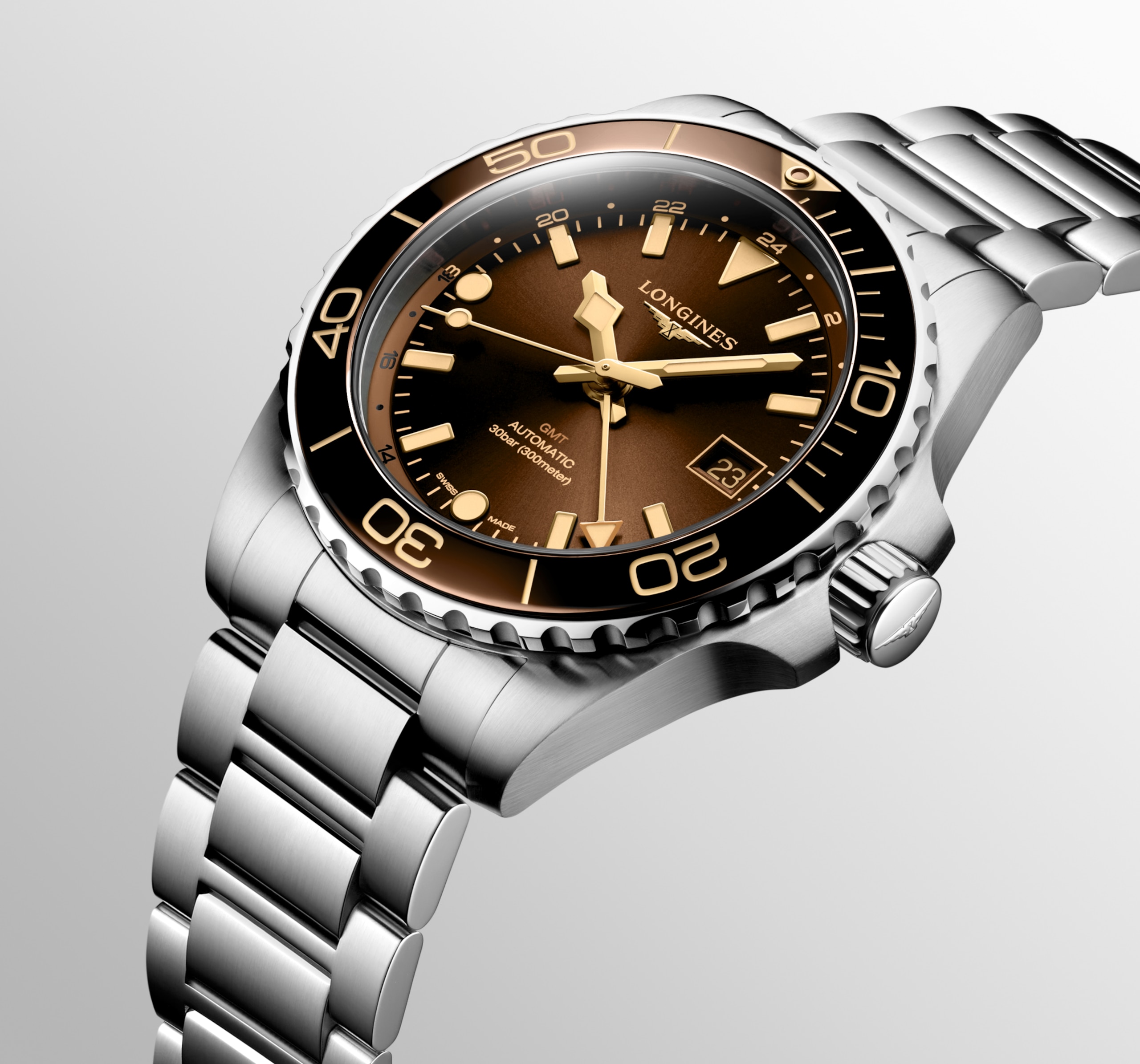 Longines HYDROCONQUEST GMT automatic stainless steel and ceramic bezel Watch - L3.790.4.66.6