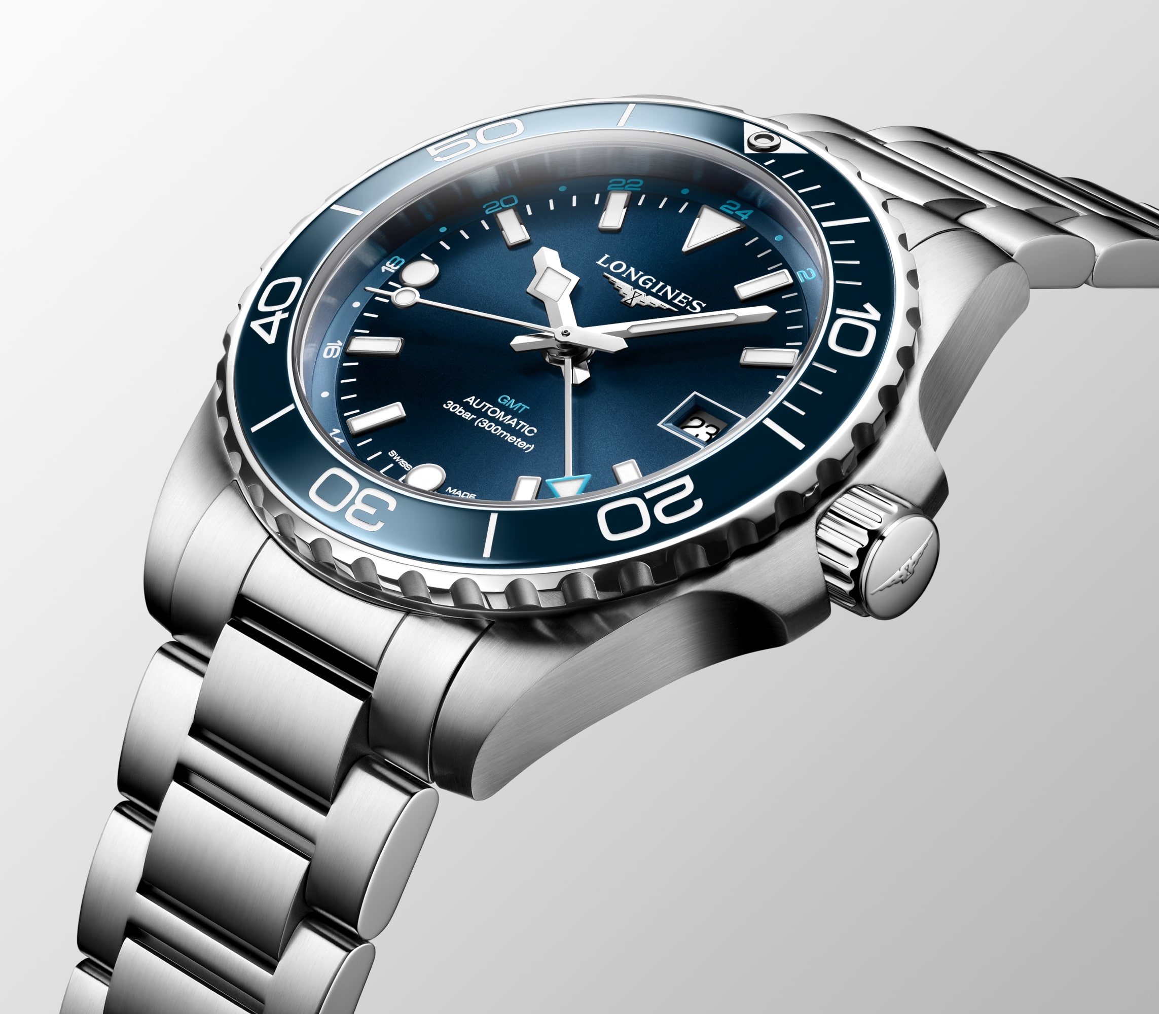 HYDROCONQUEST GMT | Ø 41.00 mm, ブルー「サンレイ」 | L3.790.4.96.6