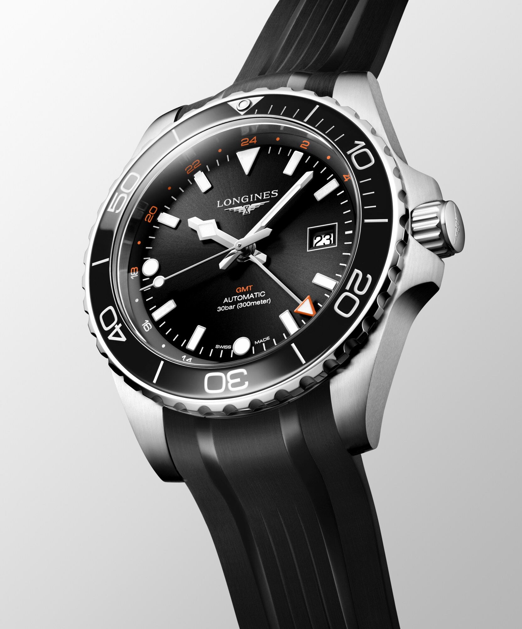 HYDROCONQUEST GMT | Ø 43.00 mm, Siyah Gün Işını | L3.890.4.56.9