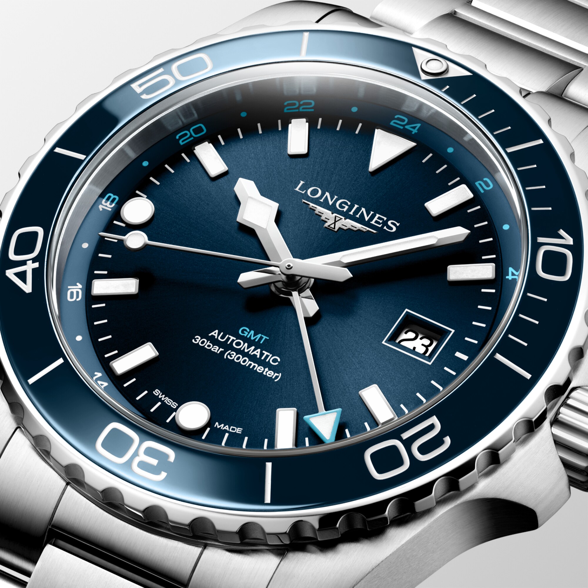 HYDROCONQUEST GMT 自動巻、ステンレススティールとセラミック