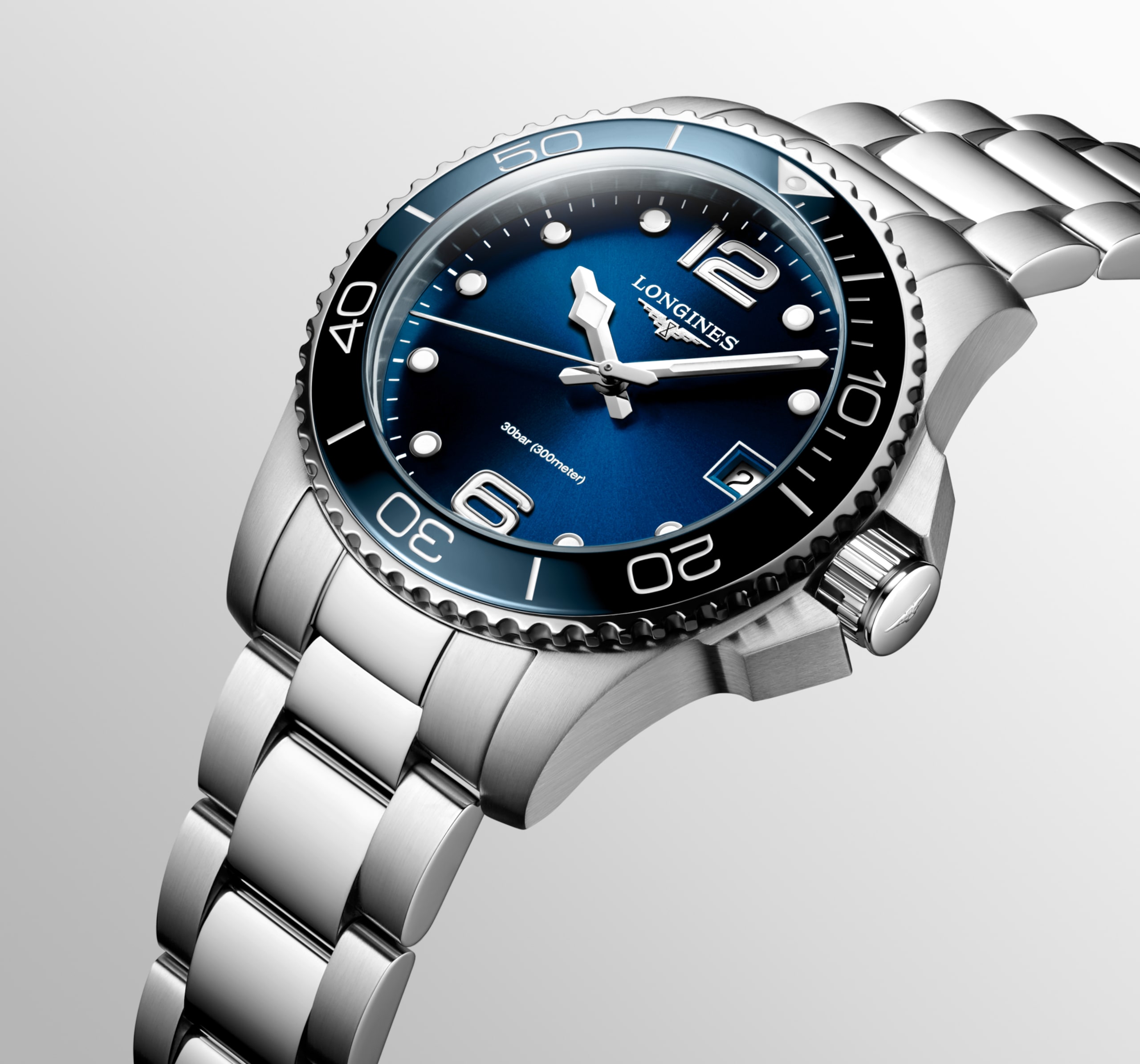 Longines HYDROCONQUEST quartz stainless steel and ceramic bezel Watch - L3.370.4.96.6