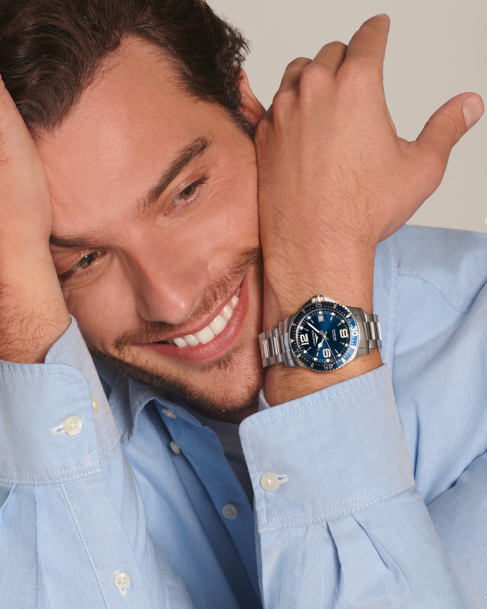 ハイドロコンクエスト 自動巻、ステンレススティール、ブルー