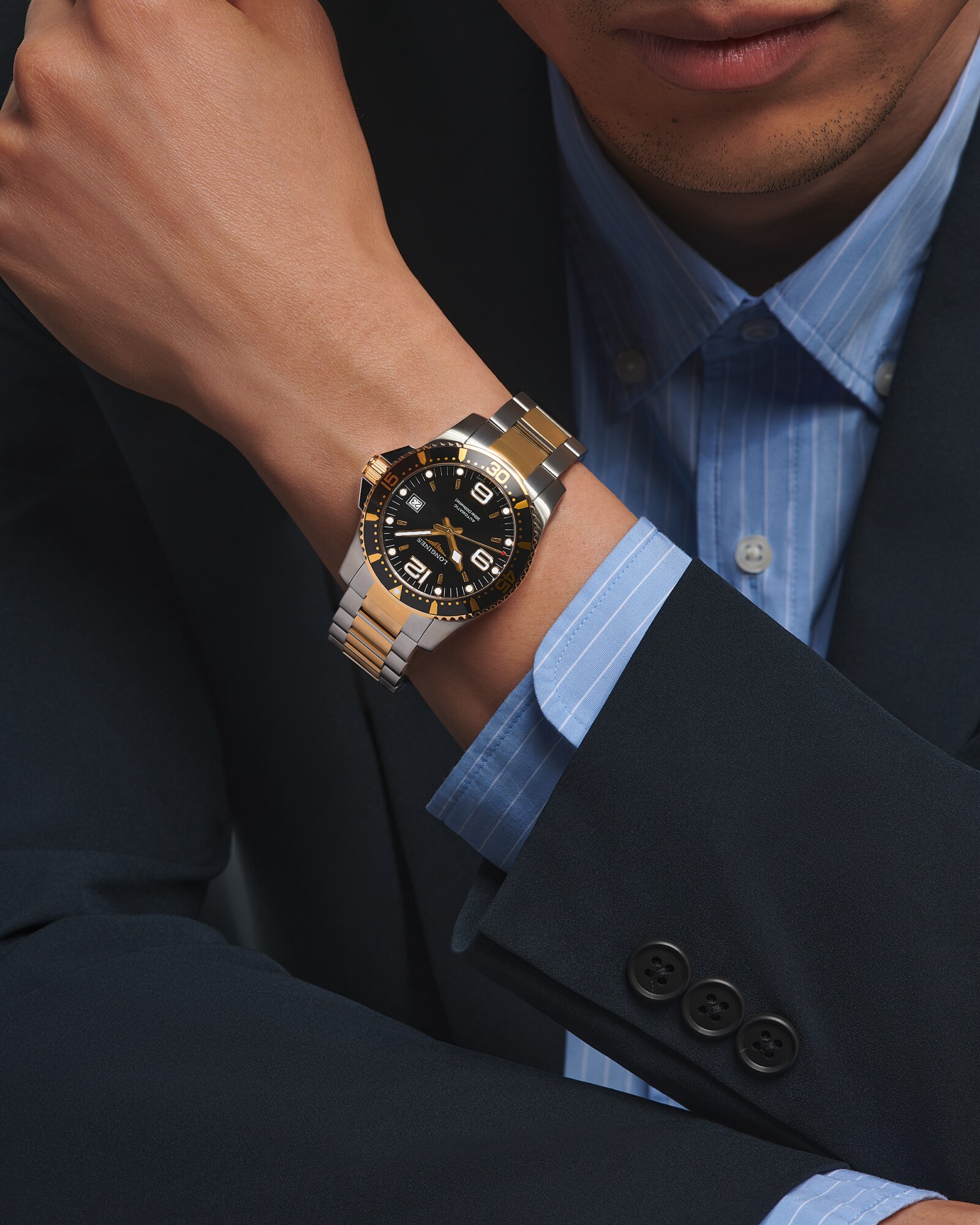 ハイドロコンクエスト 自動巻、ステンレススティール＆イエロー Pvd