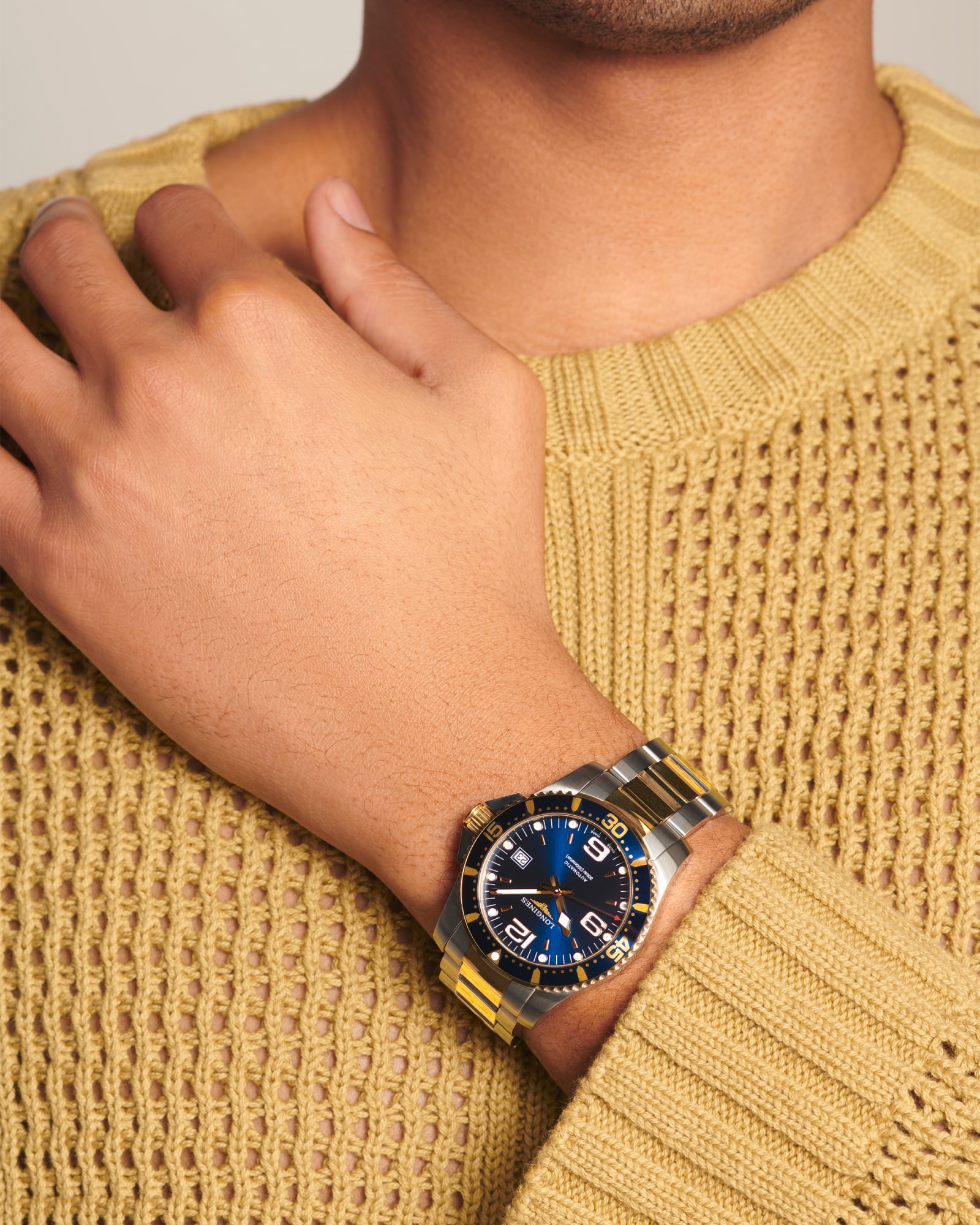 ハイドロコンクエスト 自動巻、ステンレススティール＆イエロー