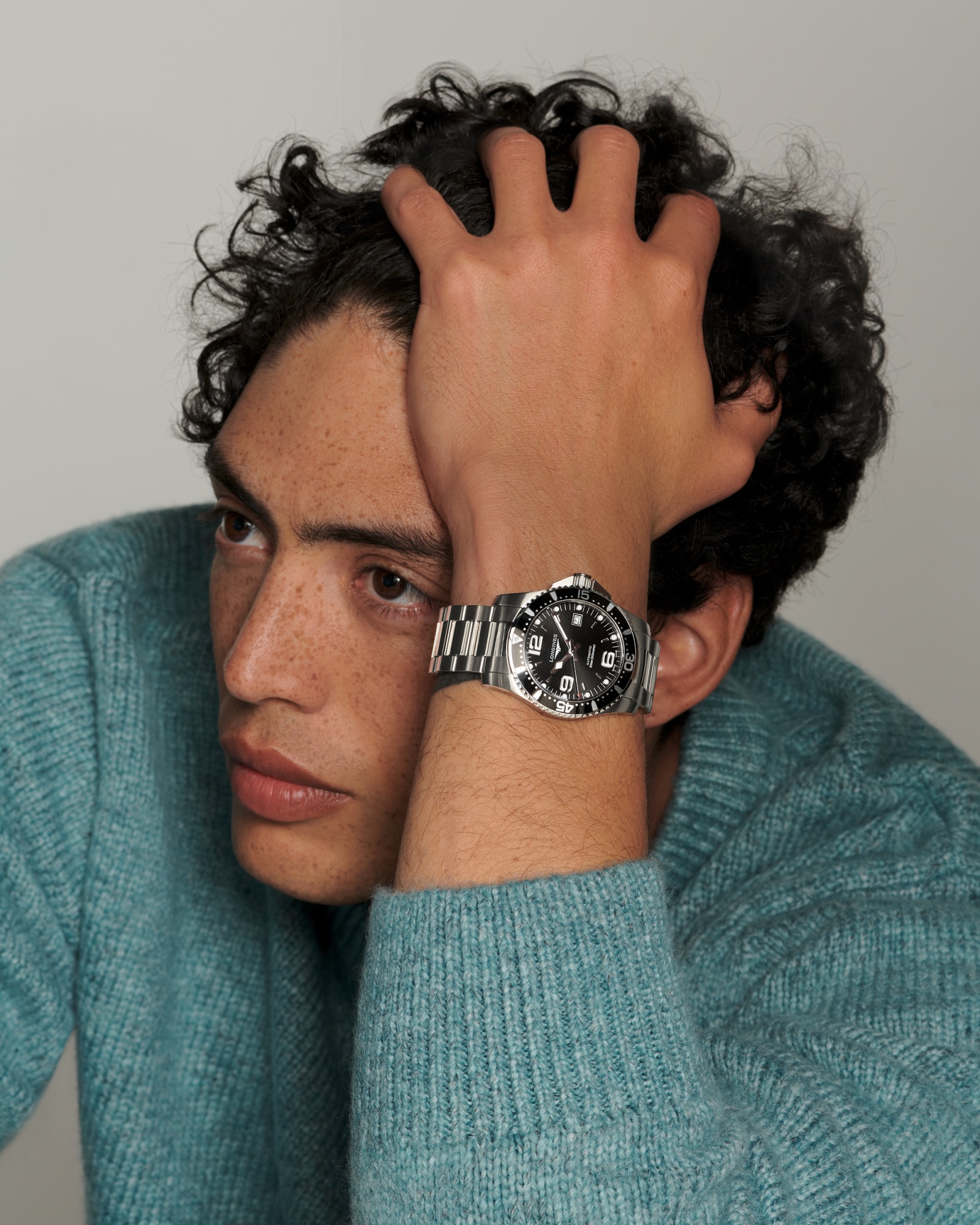 ハイドロコンクエスト 自動巻、ステンレススティール、ブラック