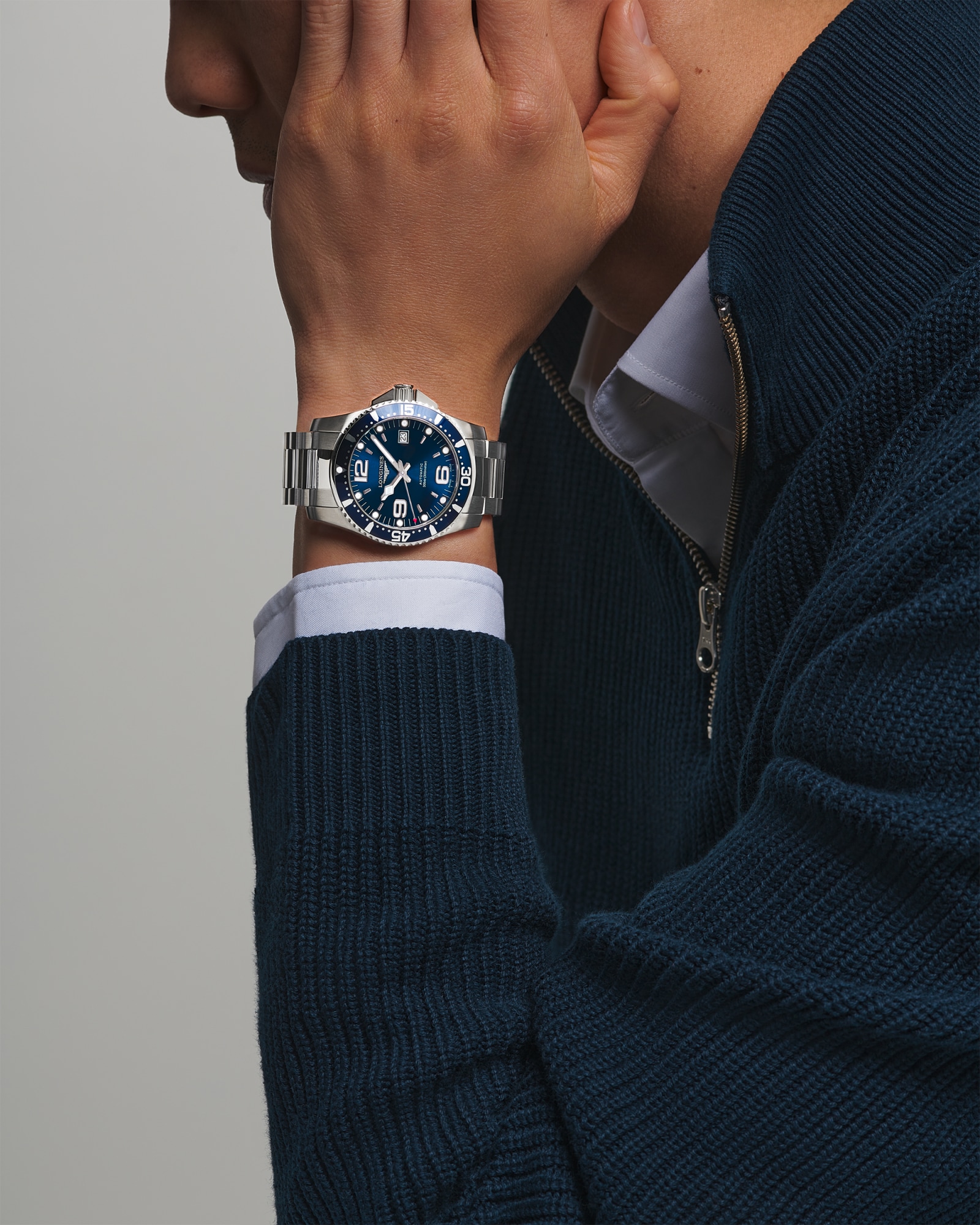 ハイドロコンクエスト 自動巻、ステンレススティール、ブルー