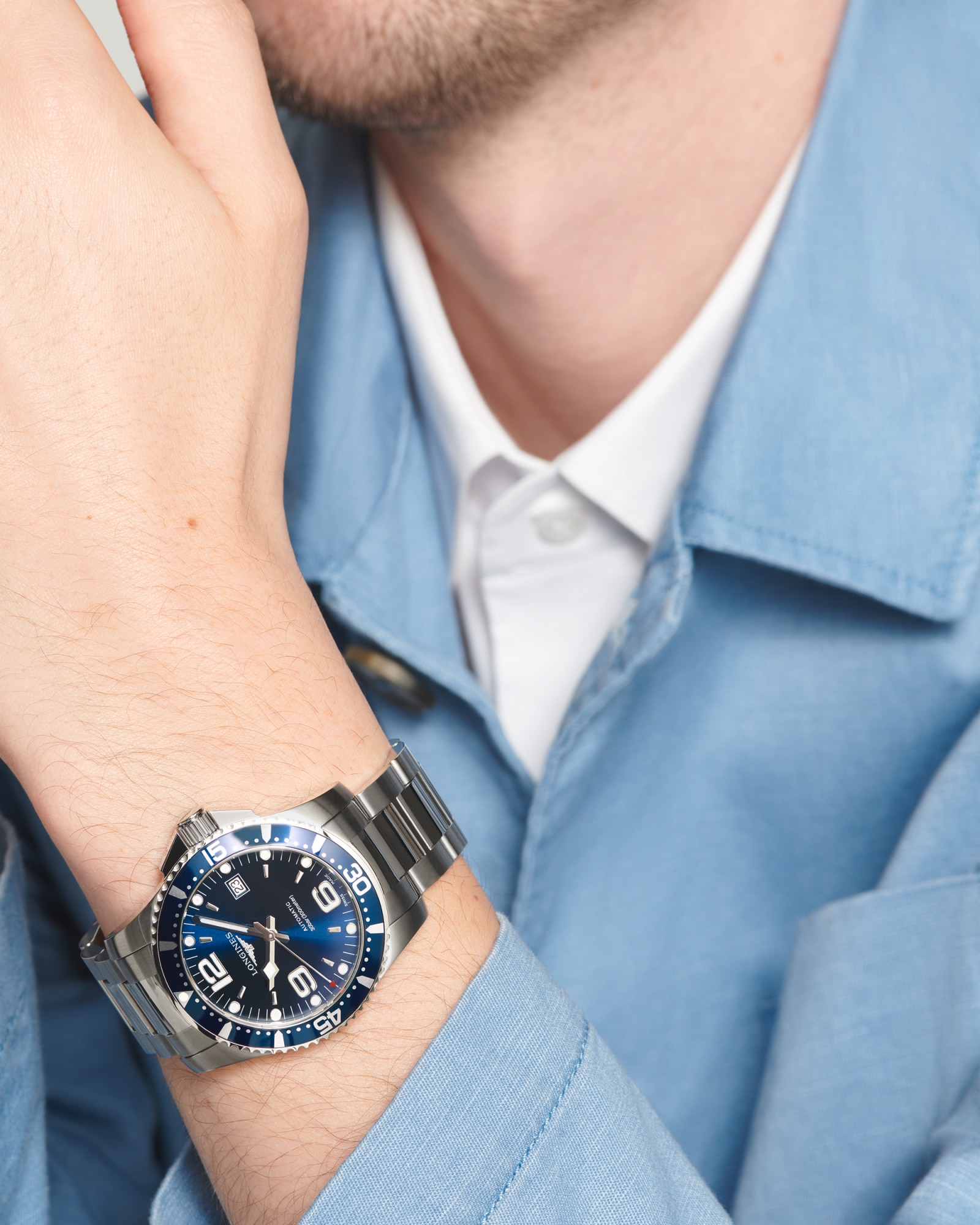 ハイドロコンクエスト 自動巻、ステンレススティール、ブルー