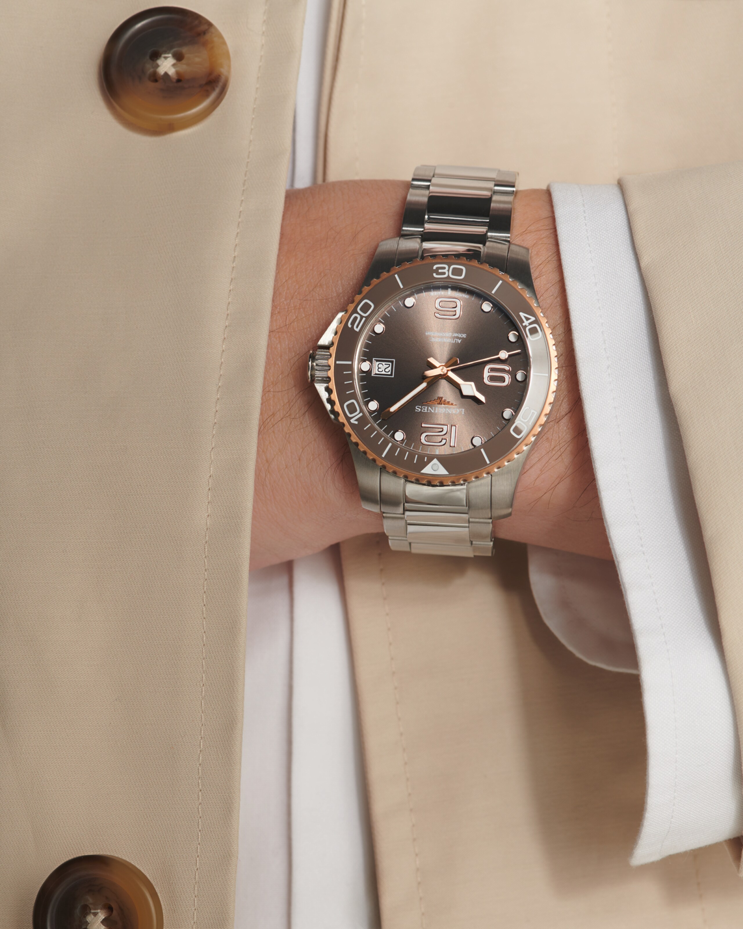 Longines HYDROCONQUEST automatico acciaio inossidabile e lunetta in ceramica Watch - L3.780.3.78.6
