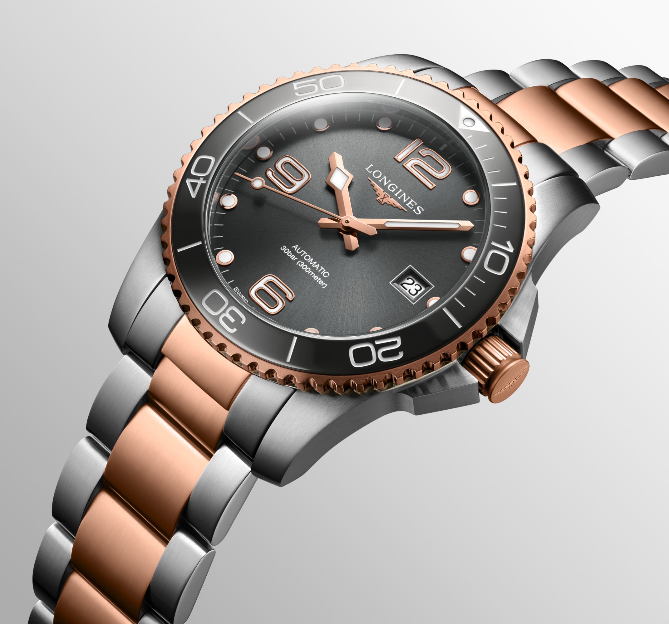 HYDROCONQUEST Automatic, Stainless Steel And Ceramic Bezel, Sunray