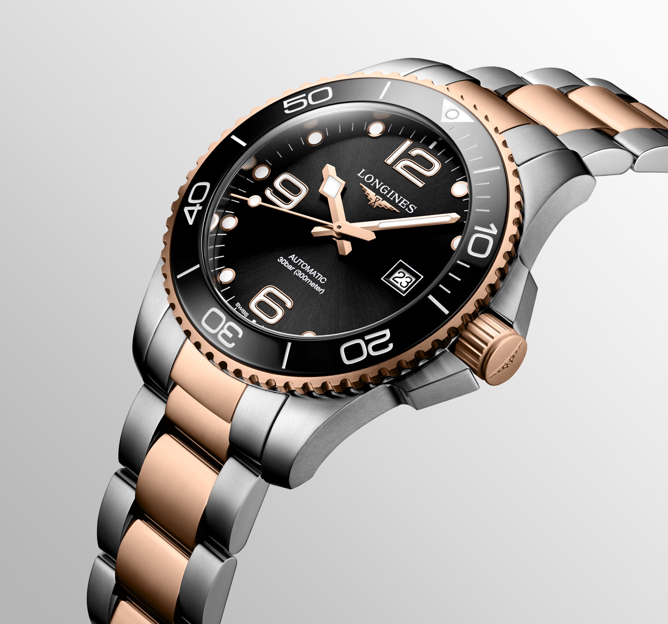 HYDROCONQUEST Automatic, Stainless Steel And Ceramic Bezel, Sunray