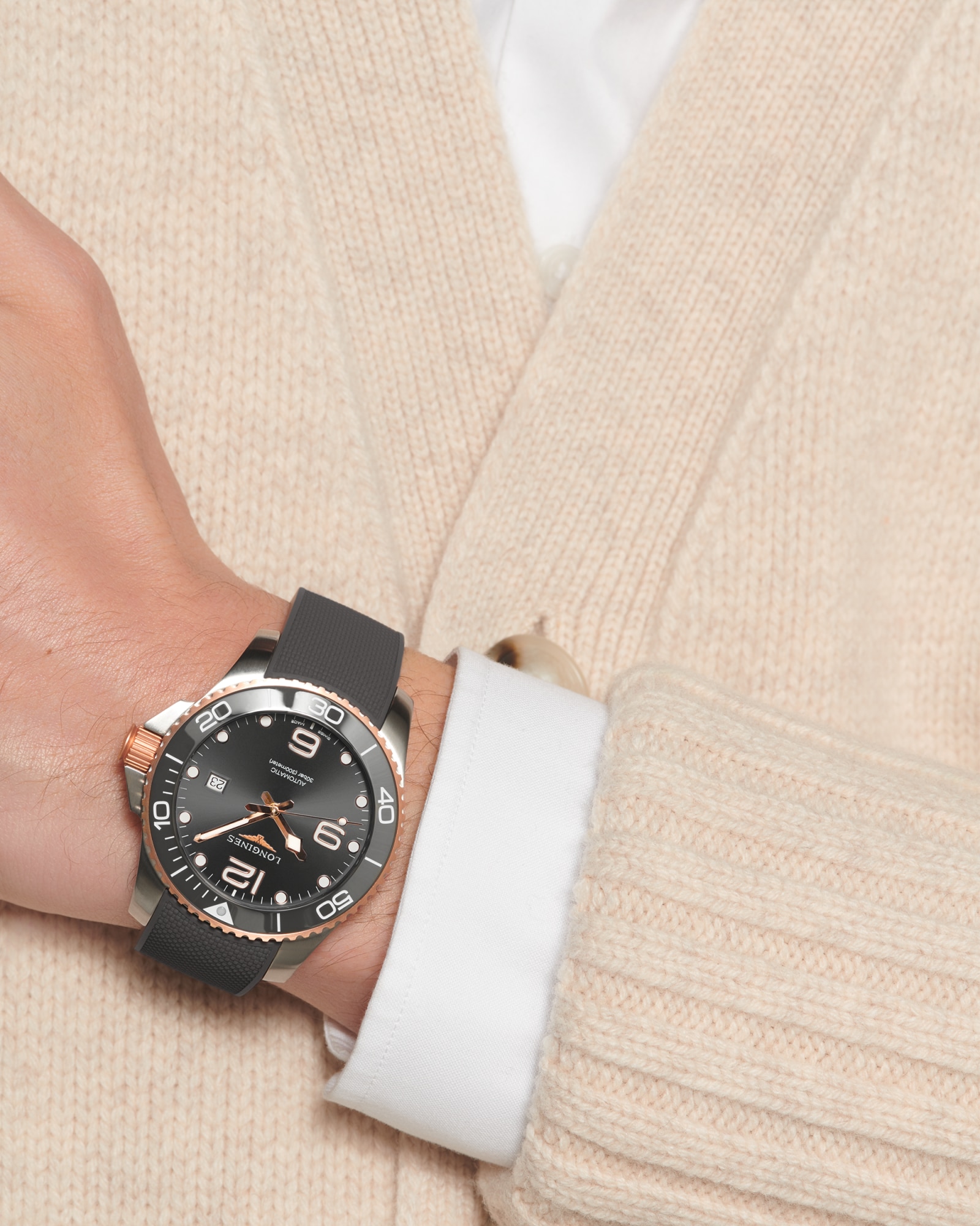 深海征服者系列| Ø 43.00 mm, 灰色太陽放射線紋裝飾| L3.782.3.78.9